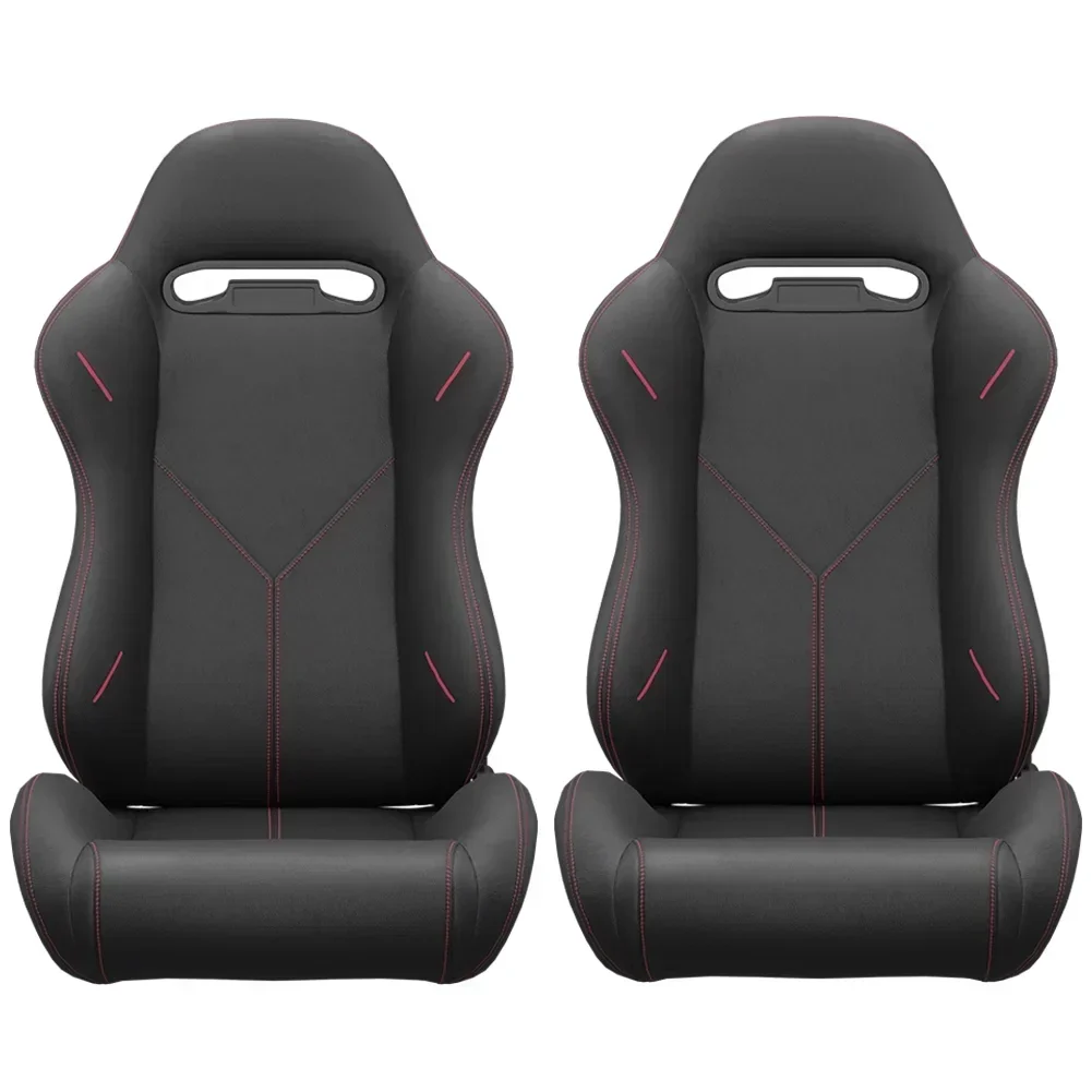 2PC Universal Reclinable Bucket Racing Seats With Adjustor Slider - Red PVC Leather - Image 6 2PC Universal Reclinable Bucket Racing Seats With Adjustor Slider - Red PVC Leather - Image 6