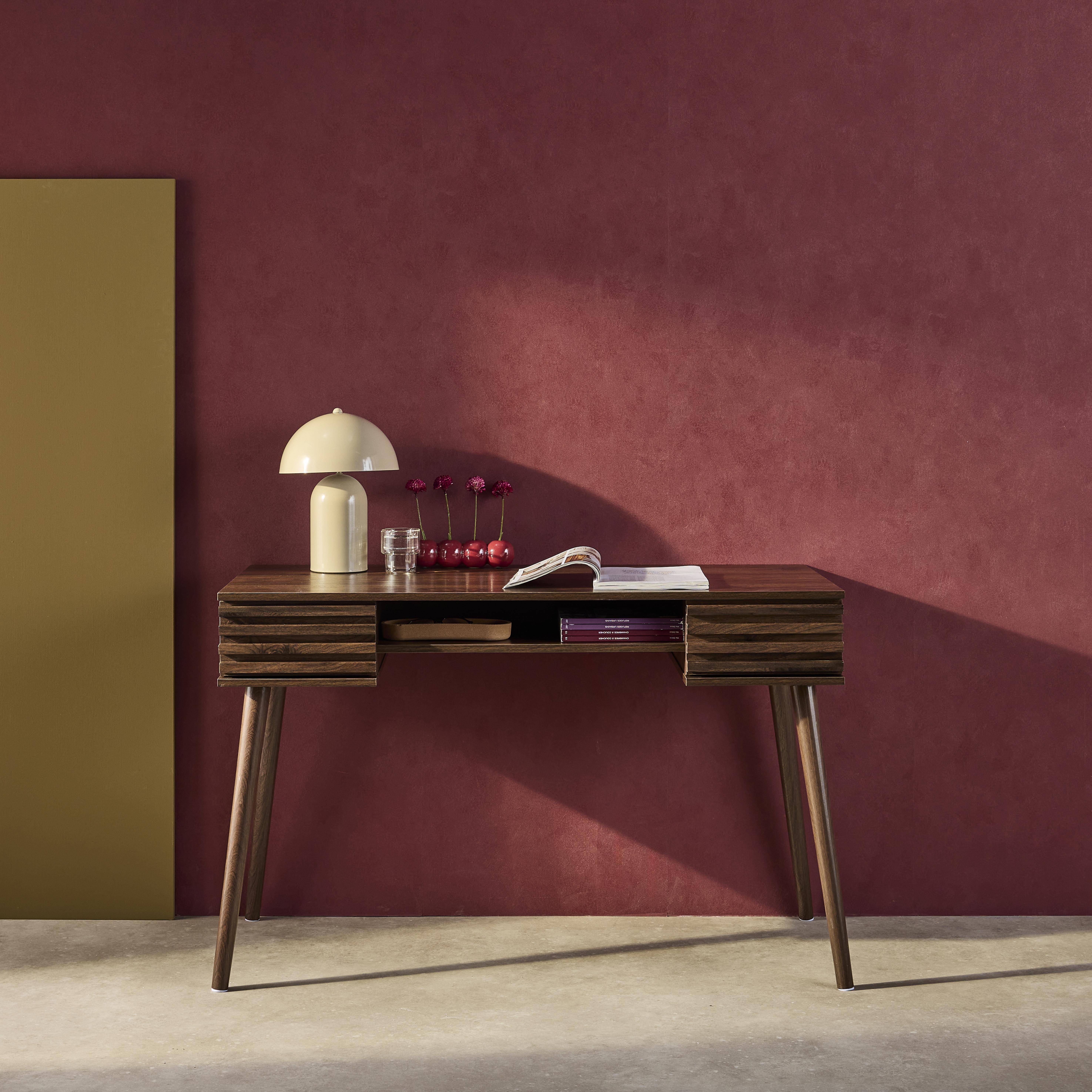 Madere - Escritorio efecto madera 2 cajones