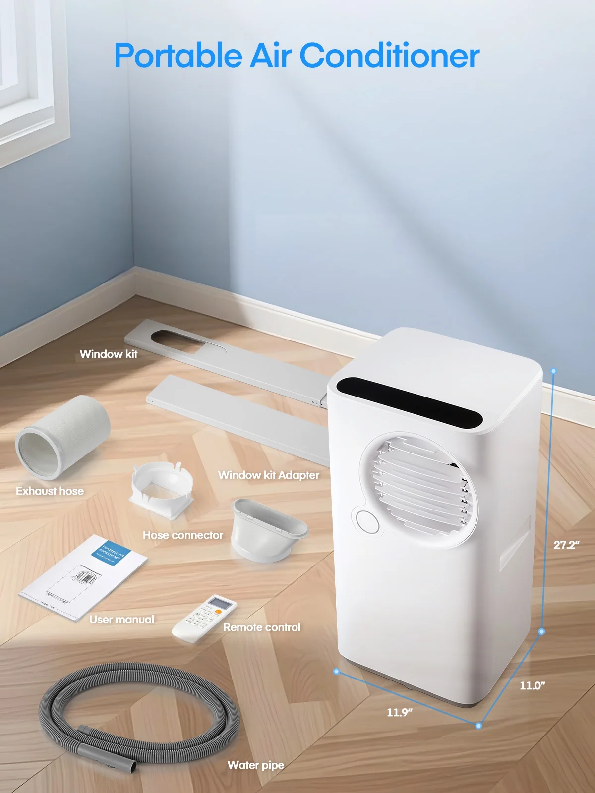 FOHERE 12000 BTU Portable Air Conditioner for Room Cooling and Heating, Covers up to 550 Sq. Ft, 4 IN 1 All Season AC Portable Air Conditioner with Remote Control and Window Kit, White - Image 23