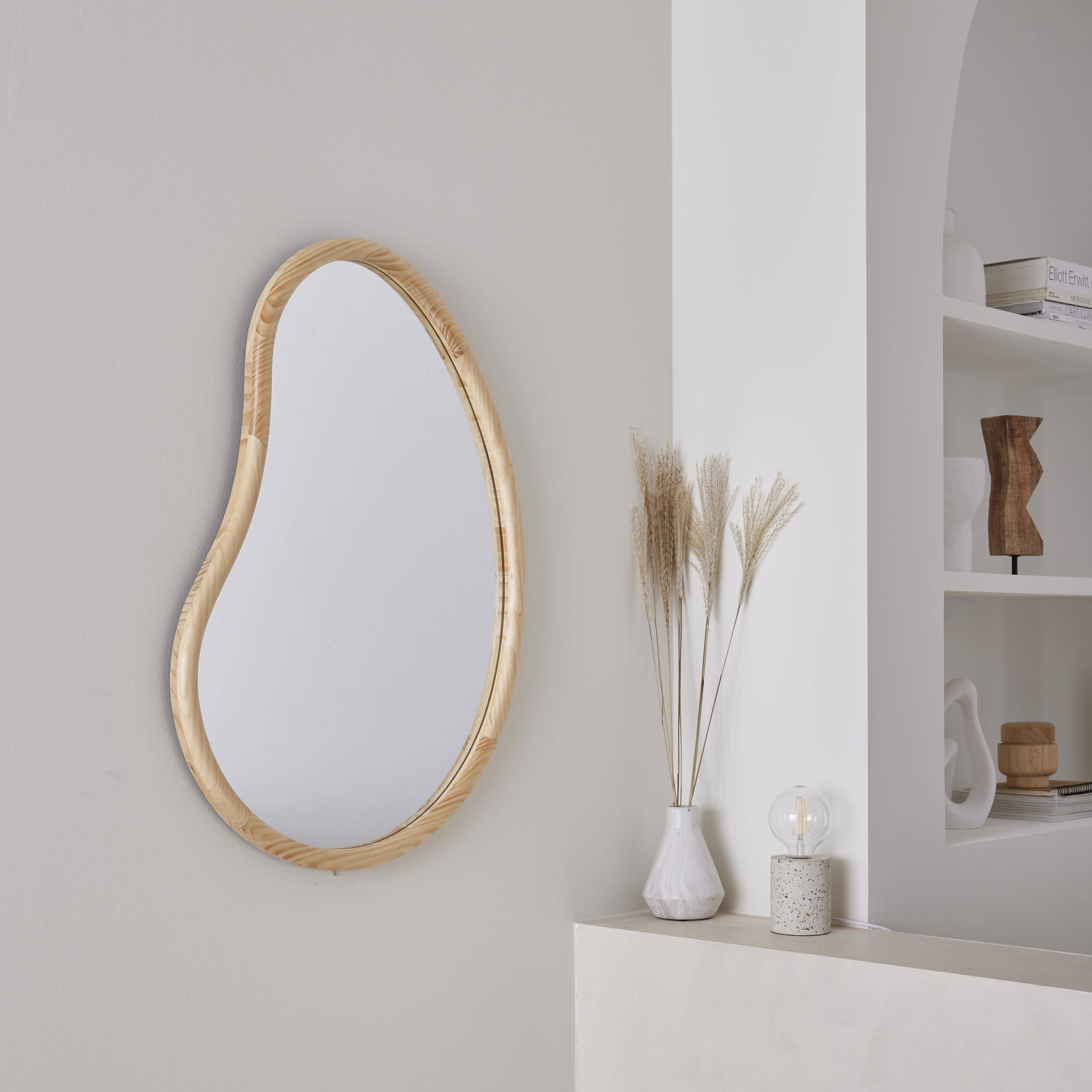 Jacob - Espejo de madera de abeto decorativo de pared, 85cm