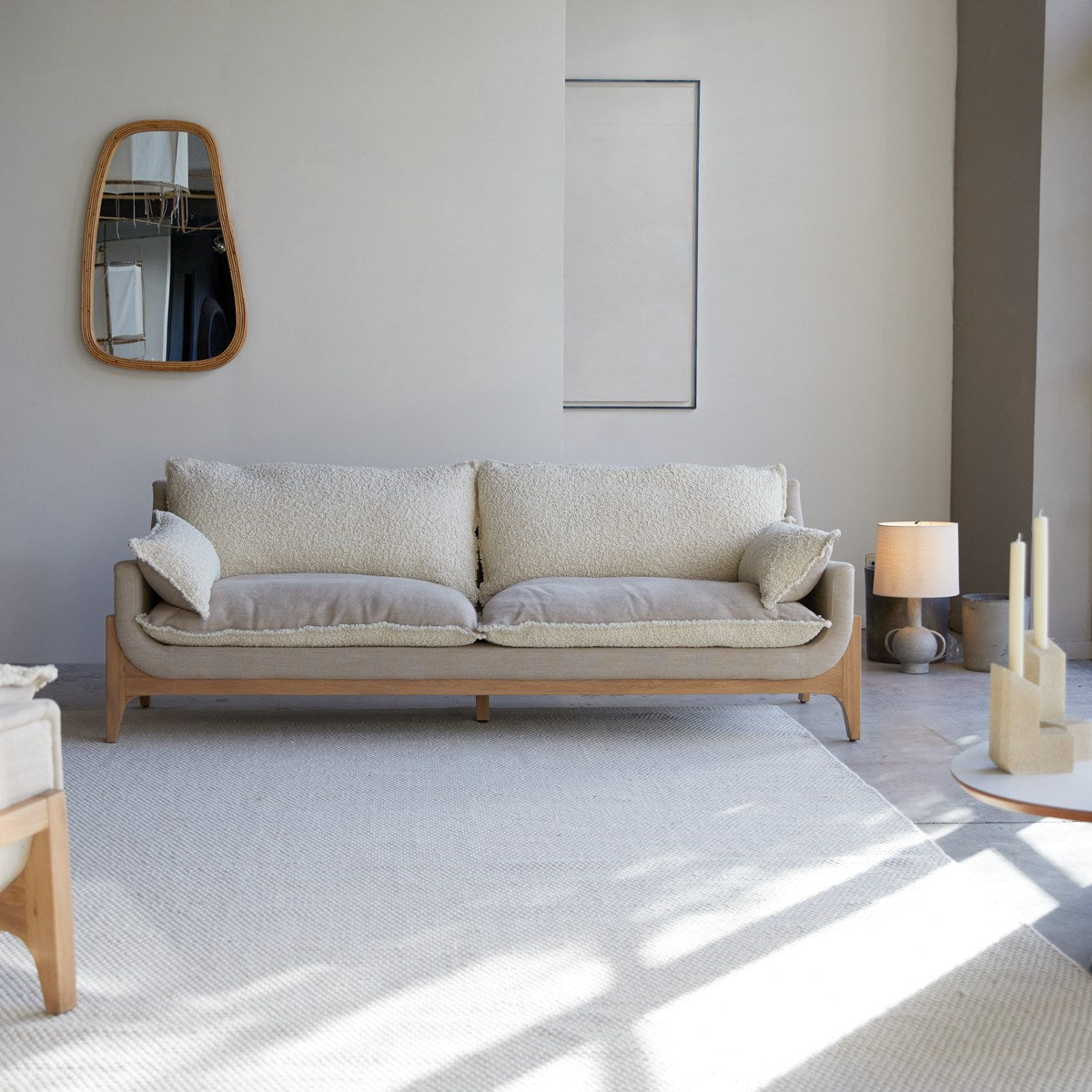 Tikamoon - Woodnest - Driezitsbank van massief eiken en linnen