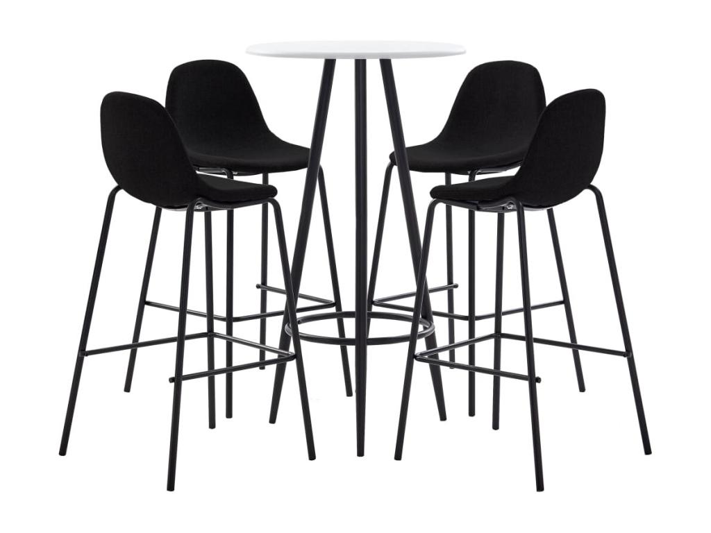 Juego de mesa alta y taburetes 5 piezas tela negra