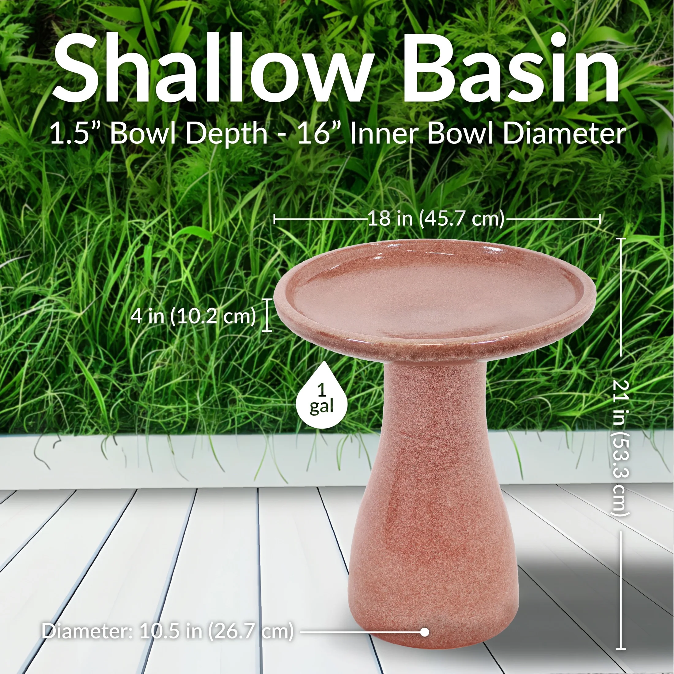 Sunnydaze Freestanding Ceramic Outdoor Bird Bath, Glazed, UV-Resistant Galaxy Blue Finish - Image 31
