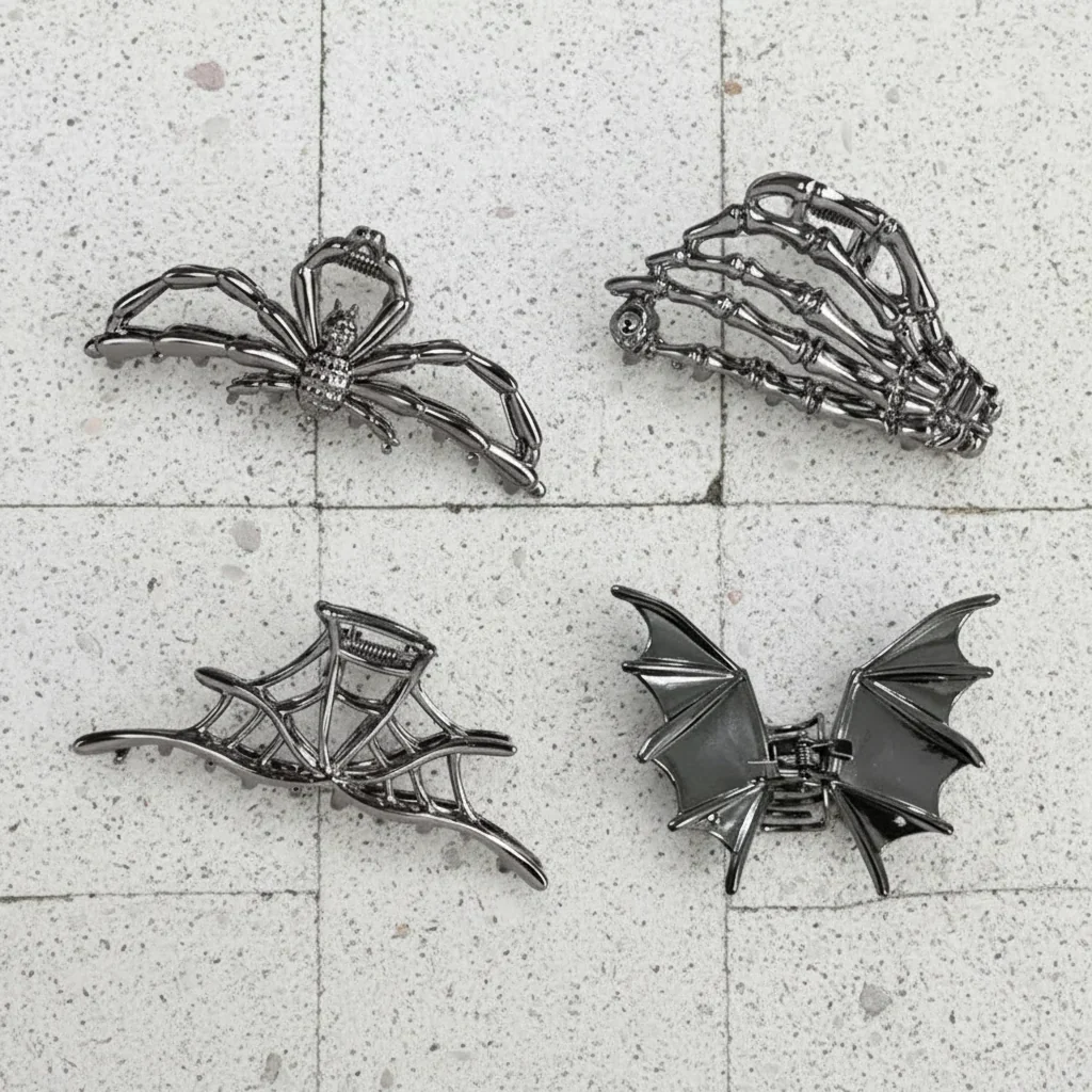 4-Piece Halloween Spider and Bat Hair Clip Set - Image 5 4-Piece Halloween Spider and Bat Hair Clip Set - Image 5