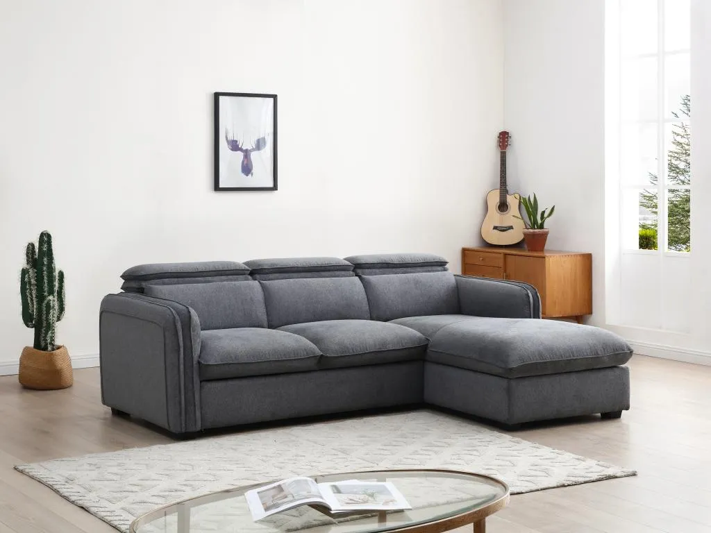 Sofá cama rinconero derecho de tela gris Decoesp PRRM22403