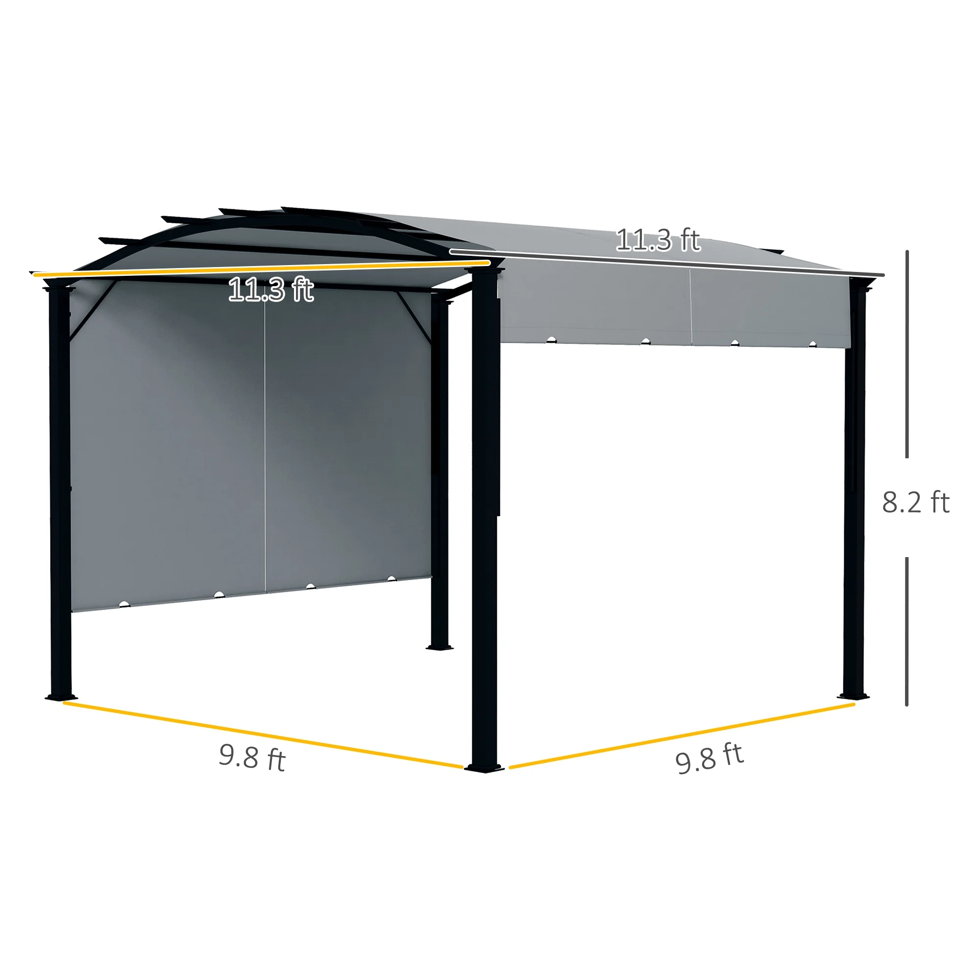 Outsunny 11' x 11' Outdoor Retractable Pergola Canopy, Sun Shade Canopy Patio Metal Shelter for Garden Porch Beach, Beige - Image 16