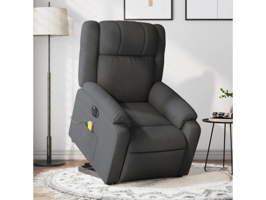 Sillón de masaje eléctrico reclinable elevable tela gris oscuro
