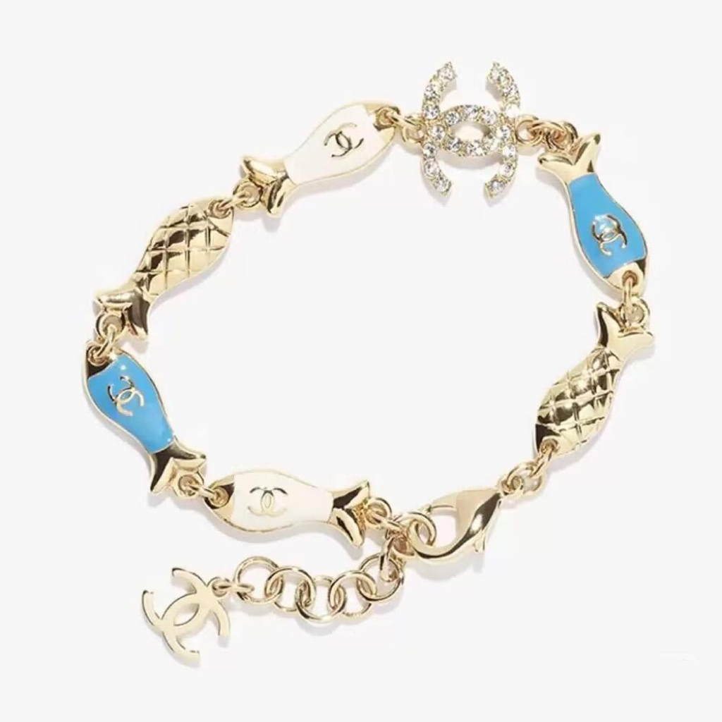 Chanel Color-Blocked White Blue Fish Bracelet - Original Replica Club