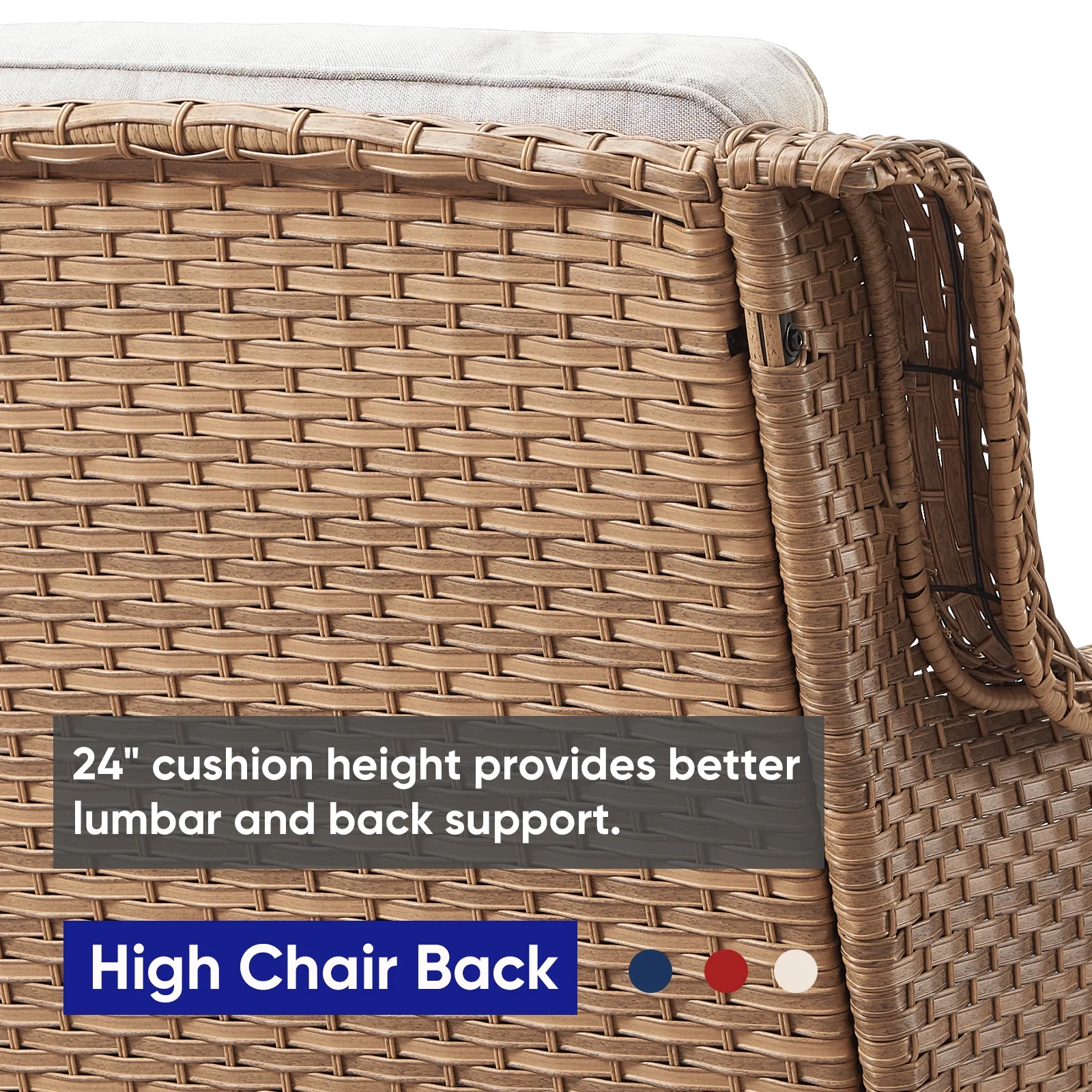 POCASSY 3 Piece Patio Set Outdoor Wicker Glider Rocking and Swivel Chairs with Cushions - Image 8