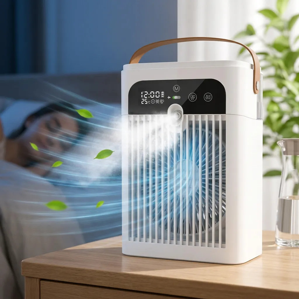 AeroMist | Ventilateur Brumisateur Rafraîchisseur d'Air Portable Rechargeable