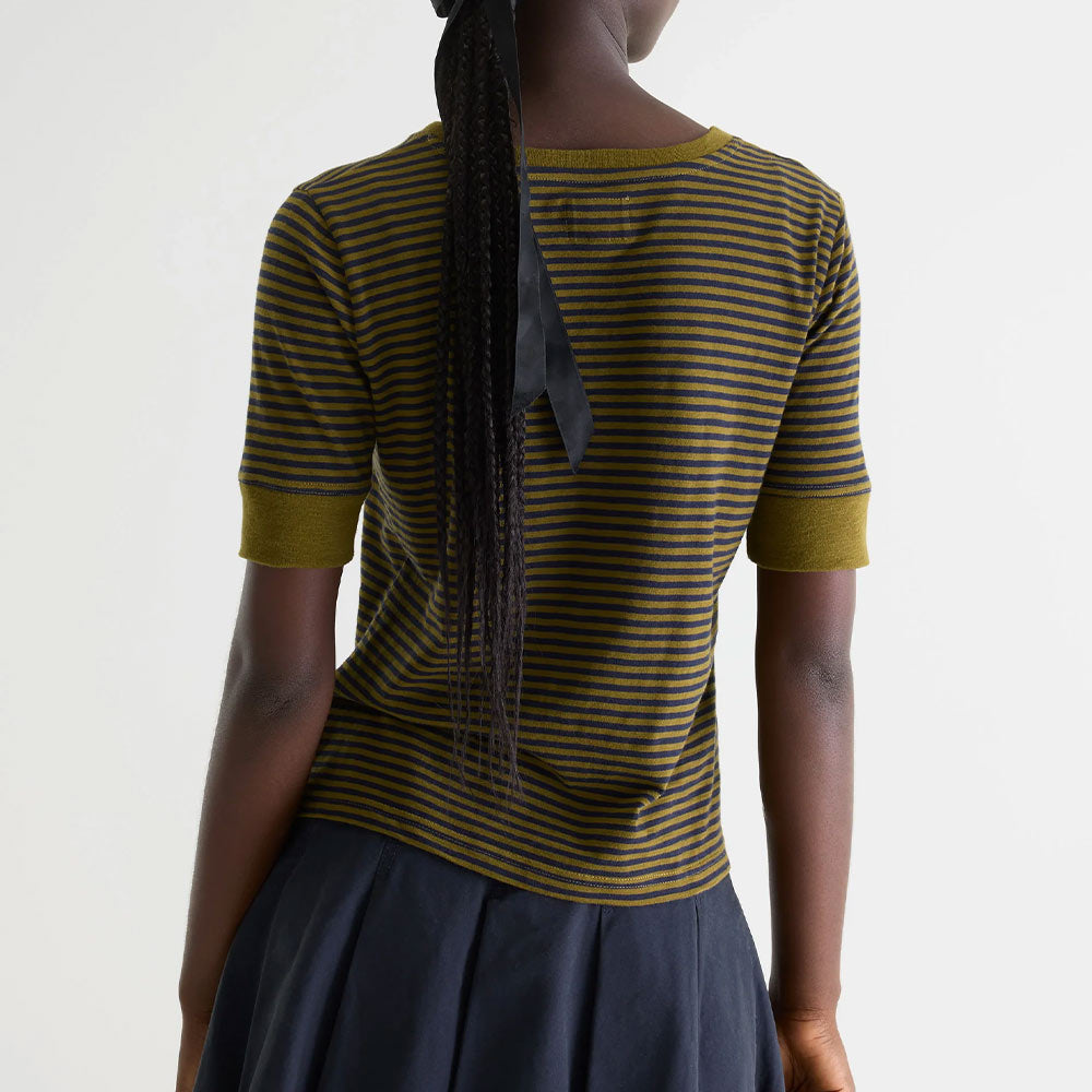 Bellerose - T-shirt slim à rayures Cias - Olive