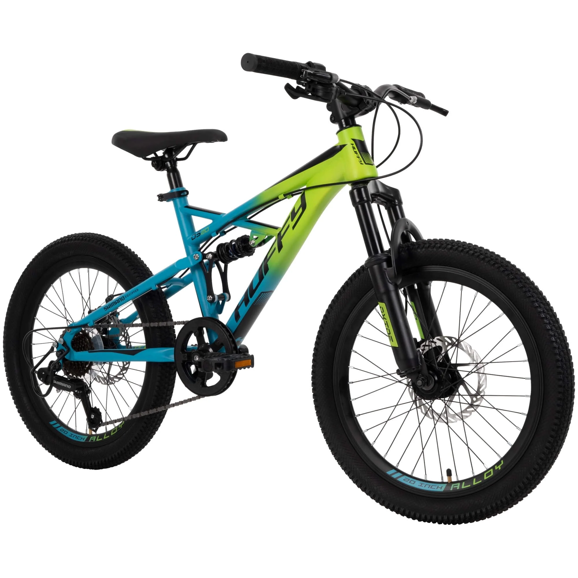 20 - Inch Oxide Boys Mountain Bike for Kids, Lime / Blue