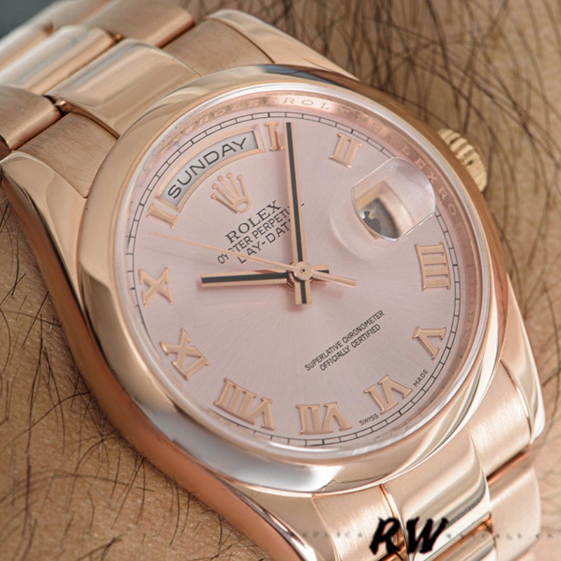 Rolex Day-Date 118205 Rose Gold Pink dial 36mm Unisex Replica Watch