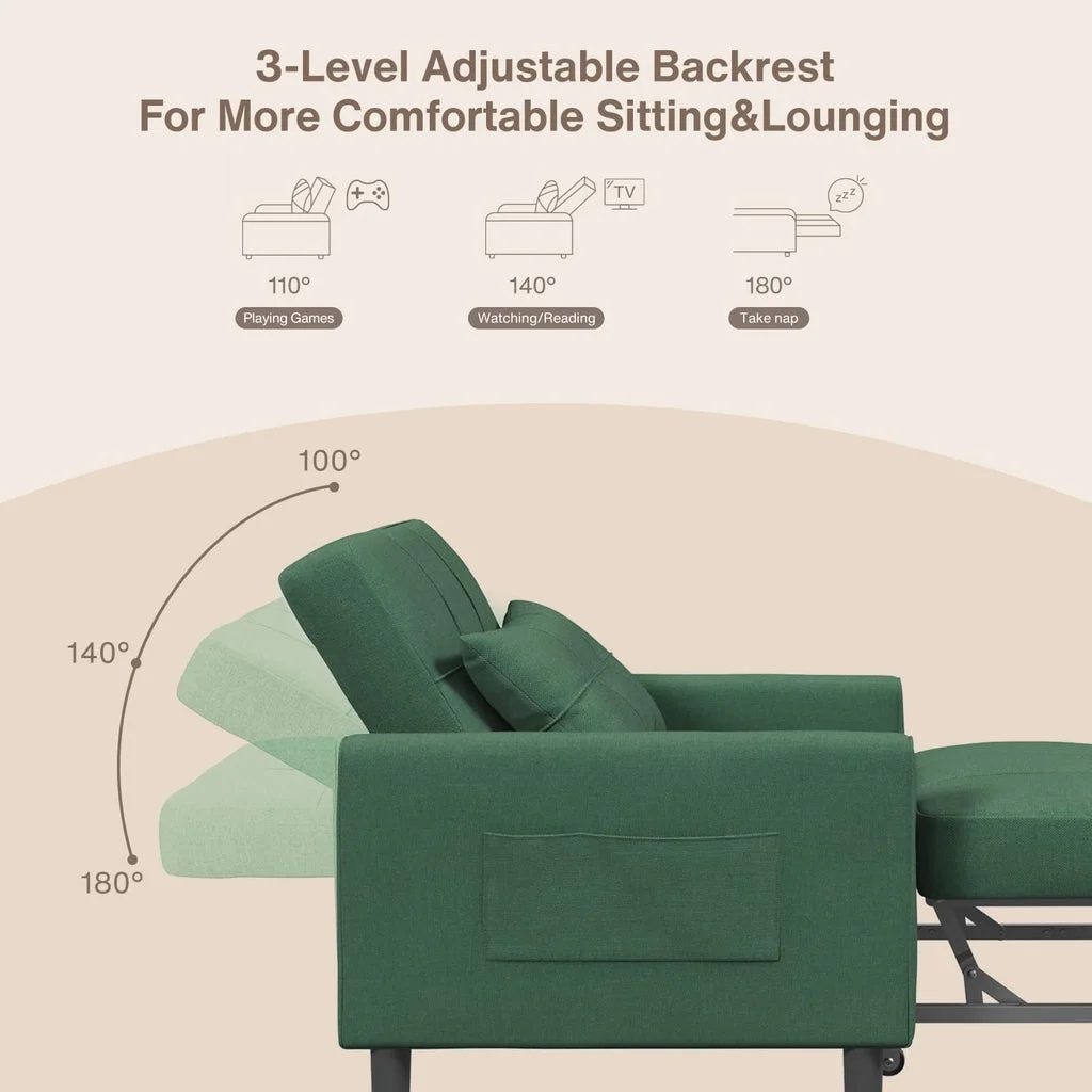 Convertible Sleeper Chair, Aiho 3-in-1 Convertible Sofa Bed Recliner Chair with Pull Out Couch - Dark Gray - Image 36