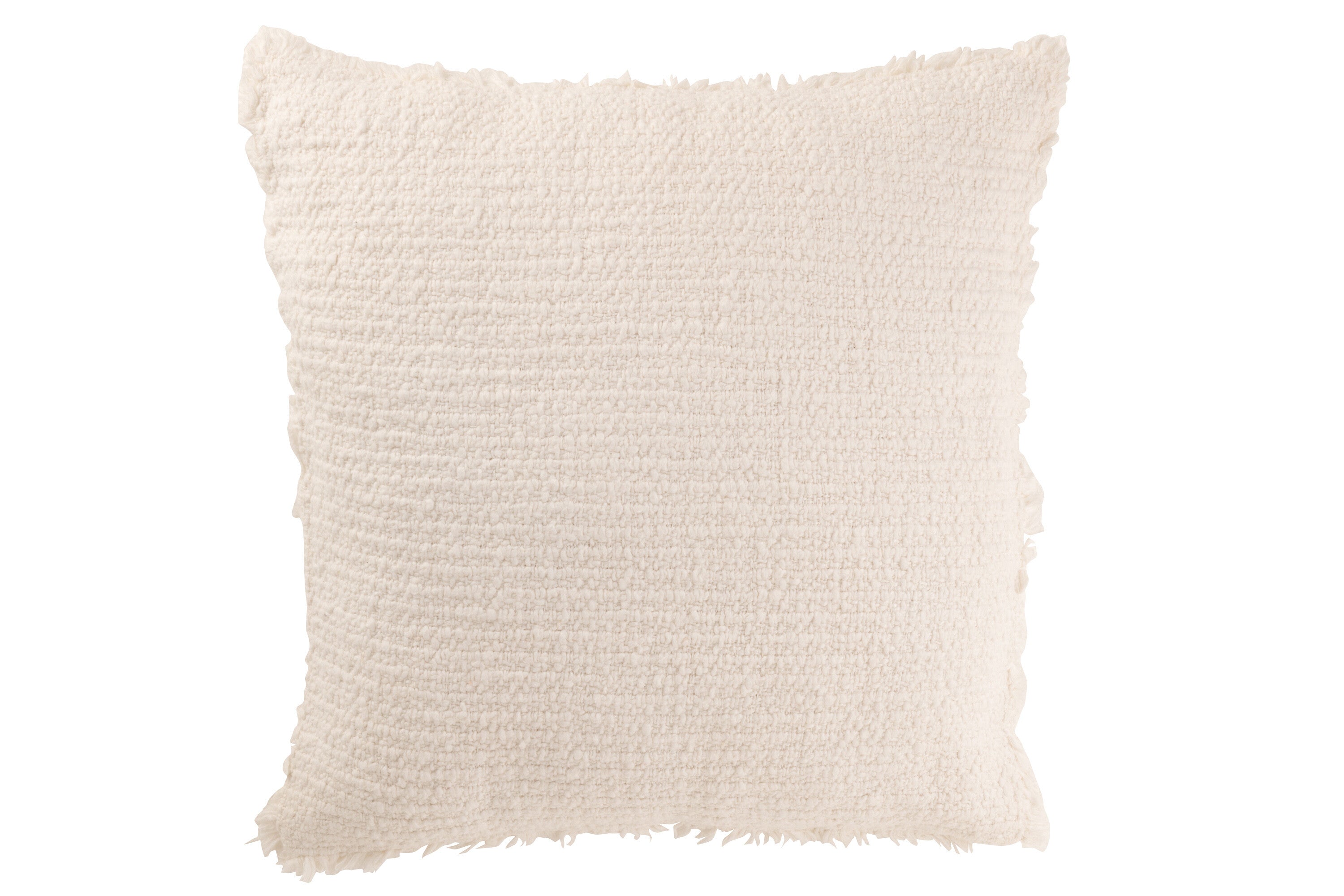 J-Line kussen Gerafelde Randen - katoen polyester - wit