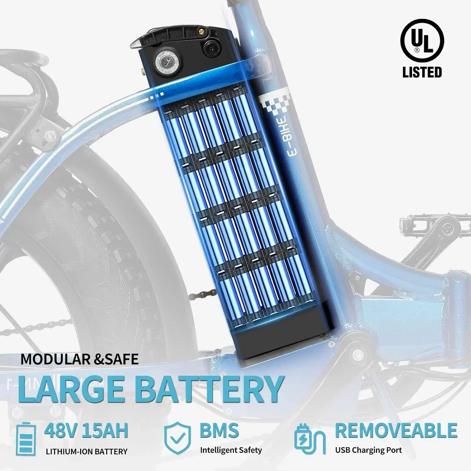 Electric Bike For Adults 750W 48V 15Ah Removable Battery 20x4 Fat Tire Folding - MN-20 - Image 2 Electric Bike For Adults 750W 48V 15Ah Removable Battery 20x4 Fat Tire Folding - MN-20 - Image 2