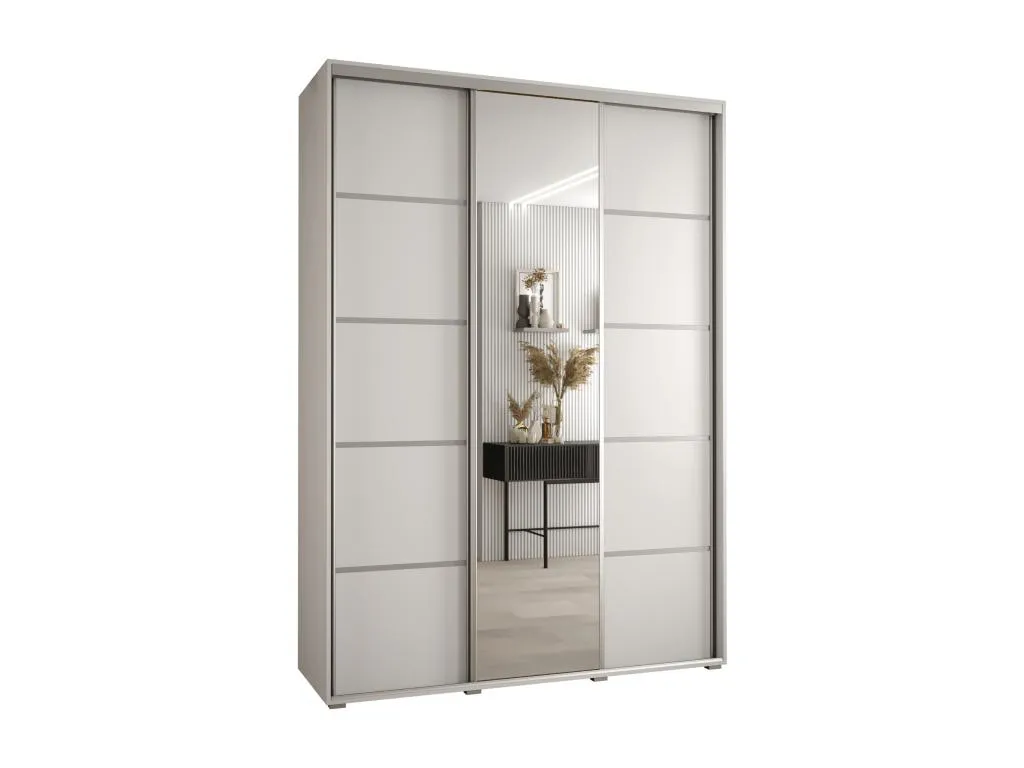 Armario Decohoguera 5 con 5 Puertas Correderas 235.2x170x60 cm 3 Puertas (Blanco/Blanco/Plata) AJ2773889