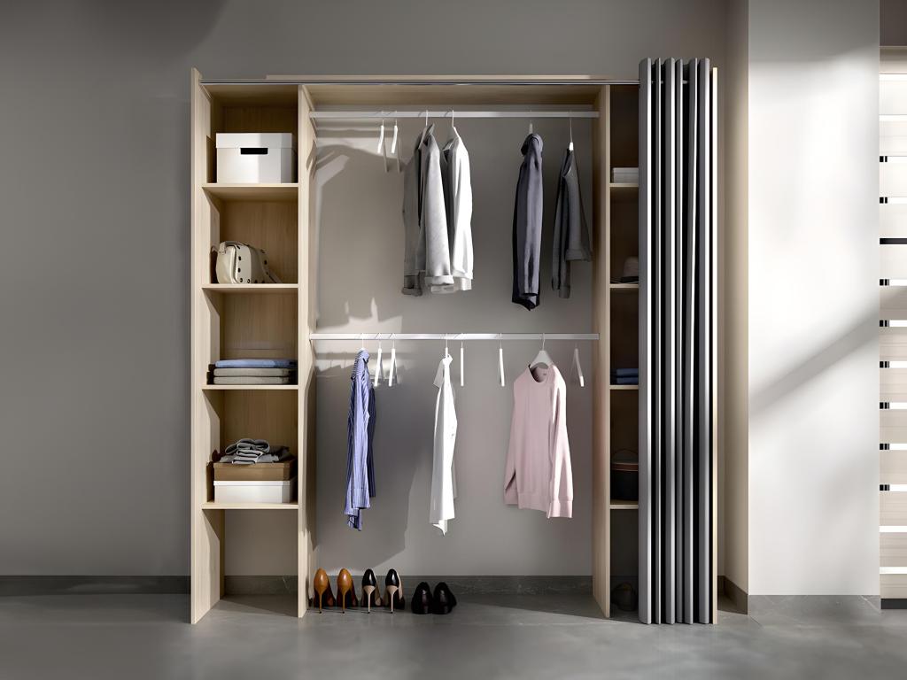 Armario ropero extensible con 2 estanterías - roble
