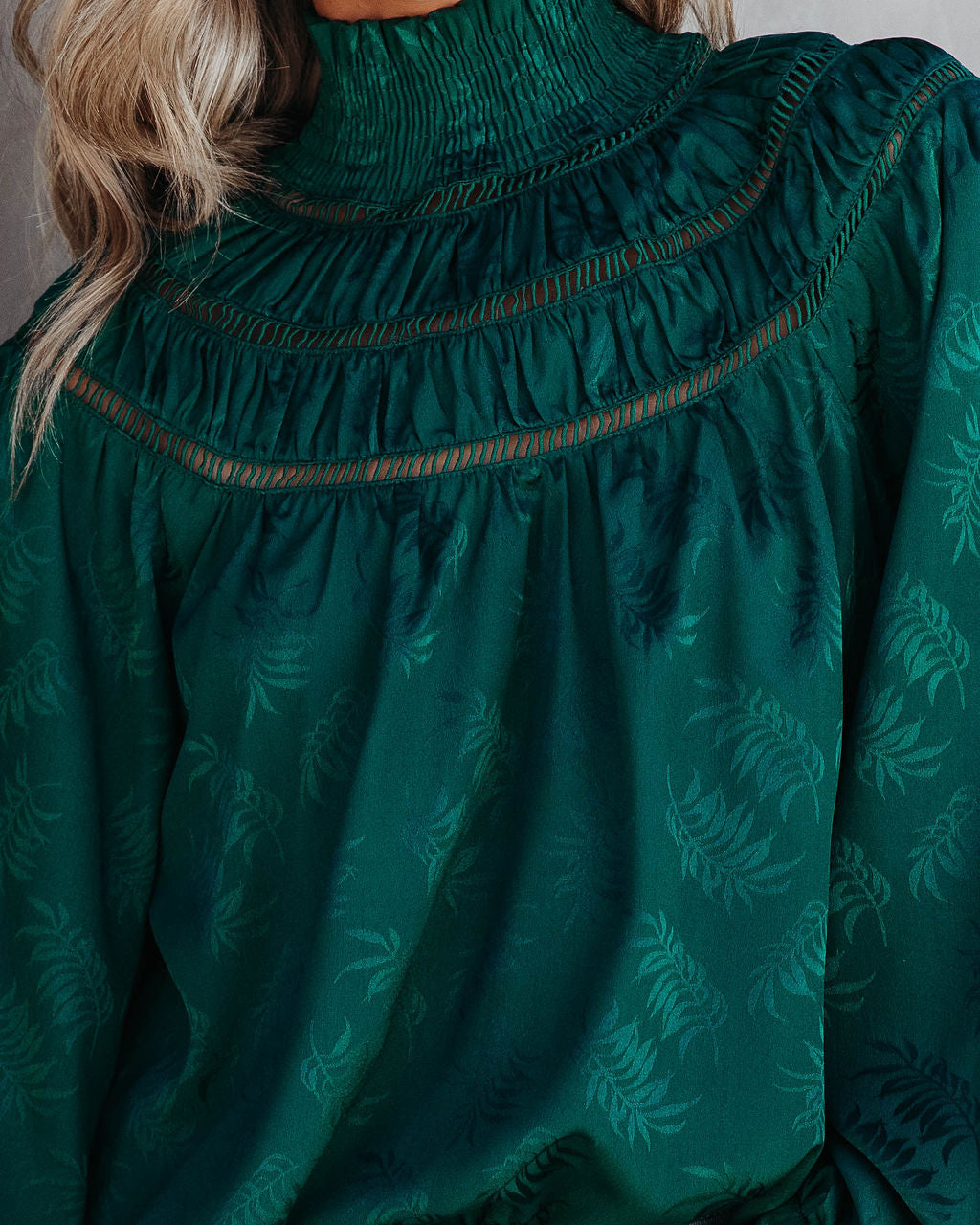 Rococo Mock Neck Top - Pine - Se7enfashion