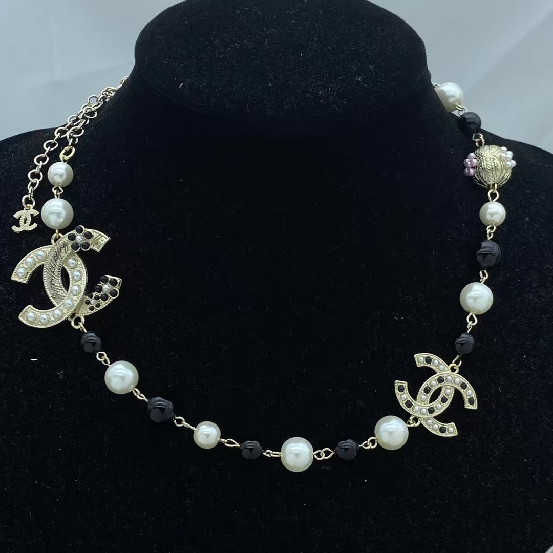 Chanel Personality Black Bead and Pearl Necklace - Original Replica Club