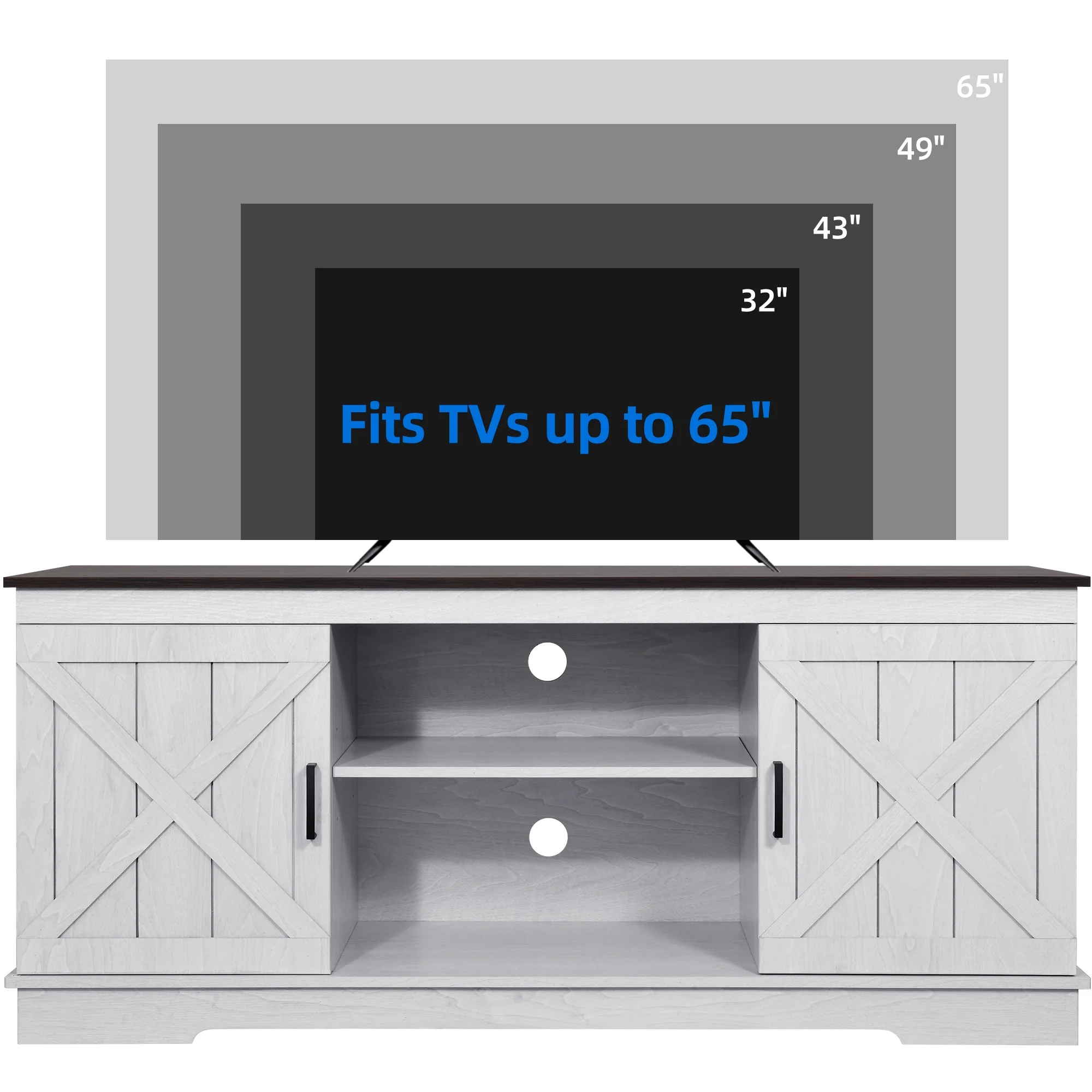 Dextrus Farmhouse TV Stand for 65 inch TV, Entertainment Center for Living Room, TV Media Console Cabinet, Grey Wash - Image 8