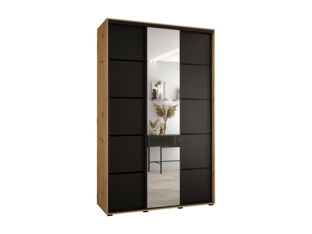 ARMARIO DAVOS 5 DE PUERTAS CORREDERAS 235,2/150/60 3 puertas (Artisan/Negro/Negro)