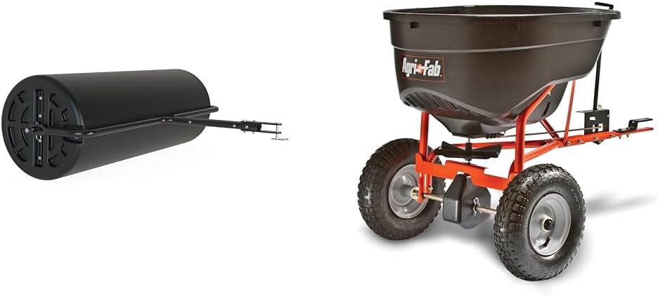 18" x 48" Tow Behind Poly Lawn Roller 550 lbs Weight with Water, Poly Drum and Steel Frame, with Plug. Designed for Lawn and Garden Tractors