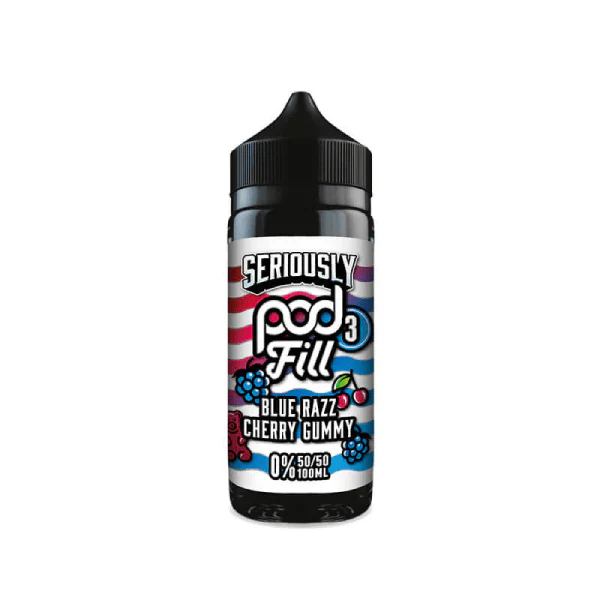 DOOZY VAPE SERIOUSLY POD FILL 3 E LIQUID - BLUE RAZZ CHERRY GUMMY 100ML  50/50