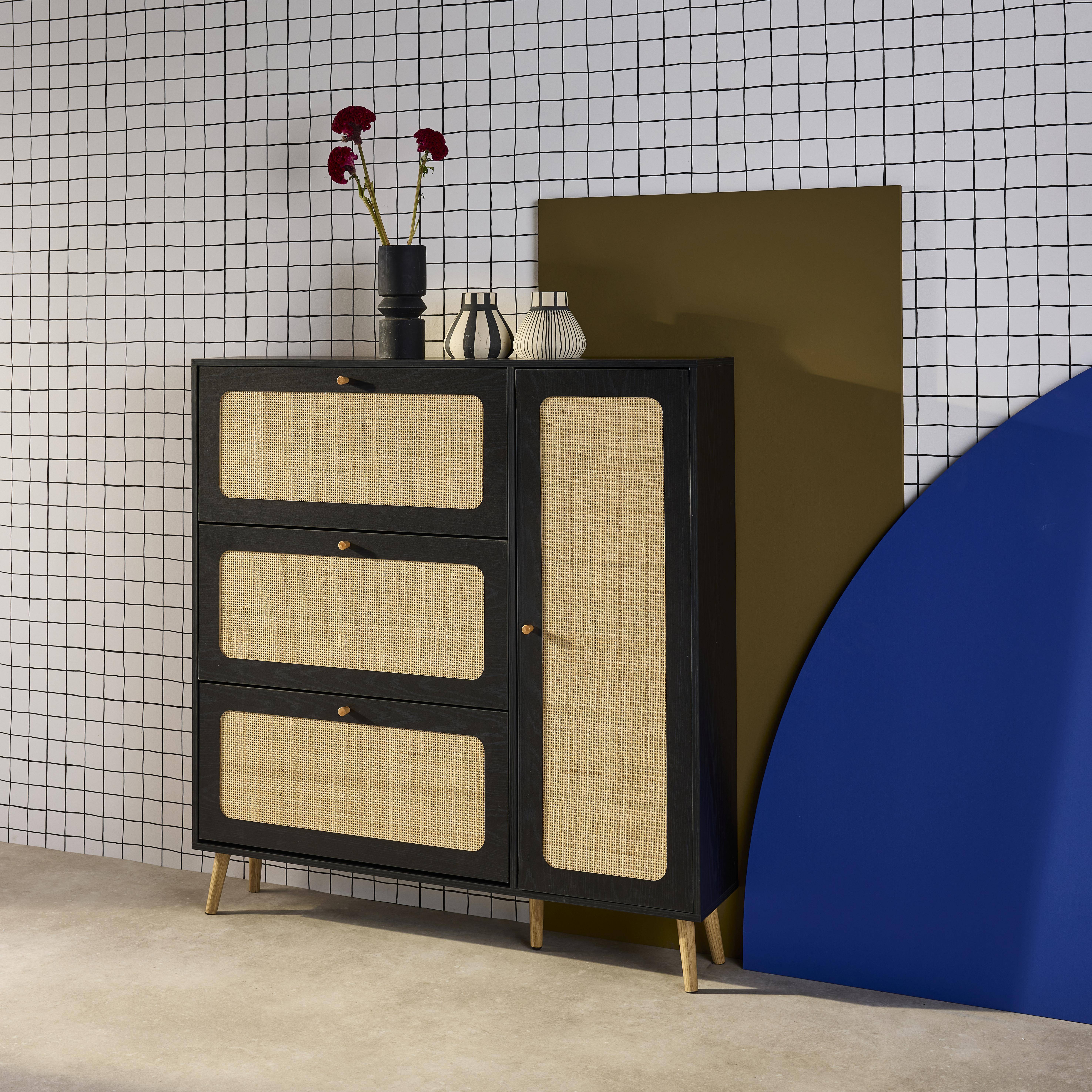 Boheme - Mueble para zapatos de caña con 3 cajones
