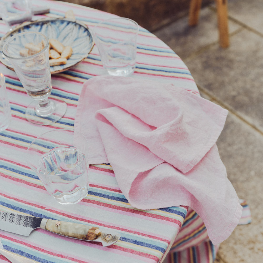 Serviette de table en lin lavé - Rose Granité