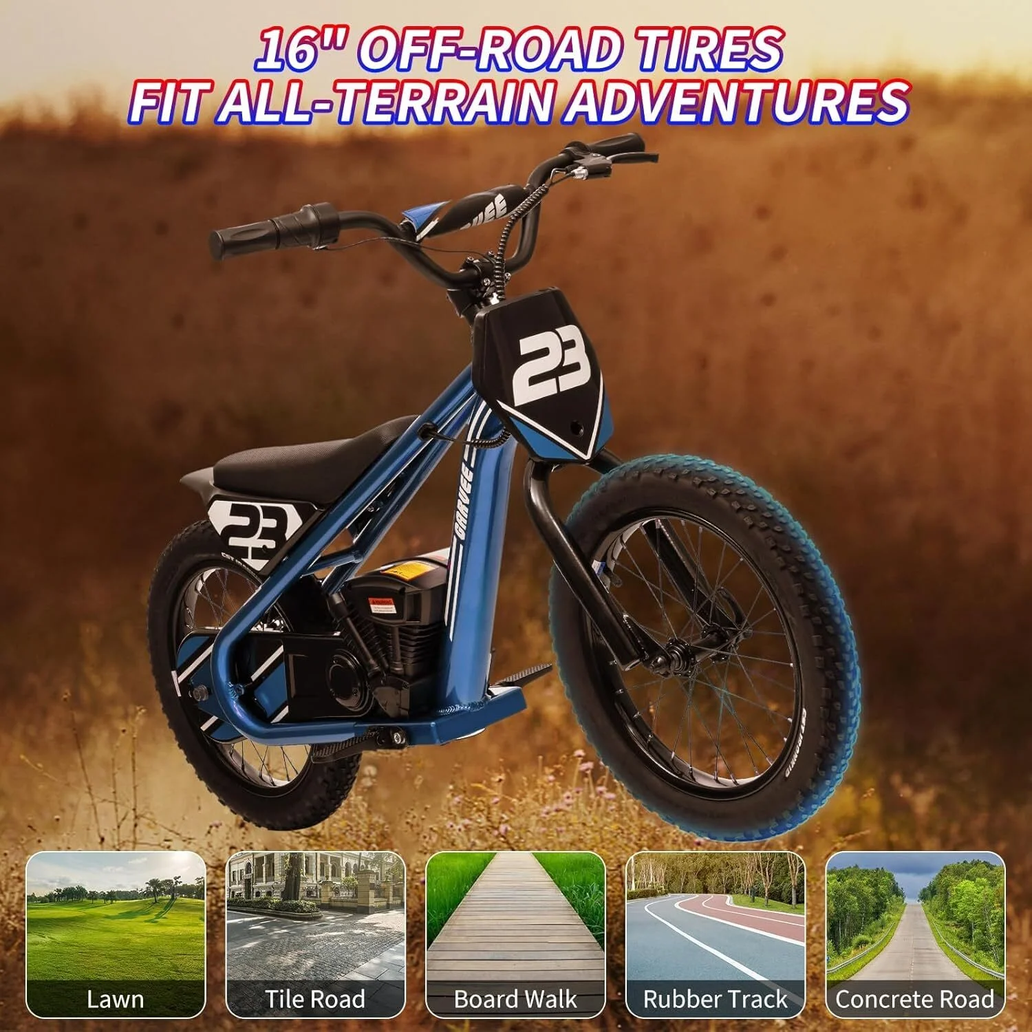 Aoile Electric Dirt Bike for Kids, 24V 5.2Ah Electric Motorcycle with 16" Tires, Electric Balance Bike w/Adjustable Speeds & Detachable Battery, Black - Image 13