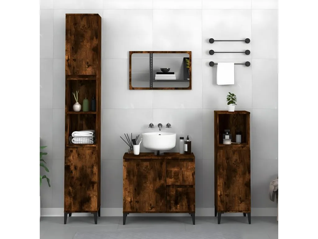Armario de baño Francomuebleses contrachapada Francomuebleses ahumado 30x30x100 cm