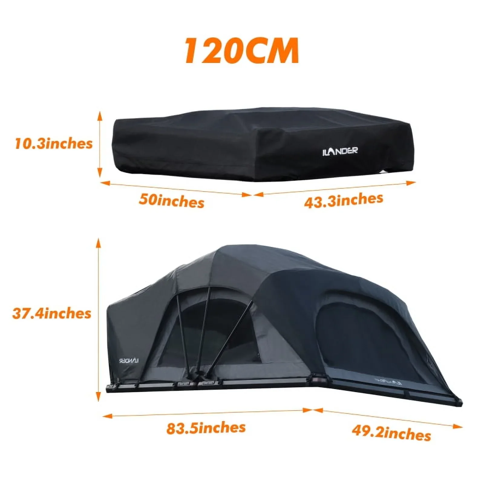 ILANDER Lite Cruiser Roof Top Tent 120cm, Entry level Overland Aluminium Fold Out Style Car Roof Tent for Sedan Van SUV Truck Camping Waterproof,Windproof ,Sturdy