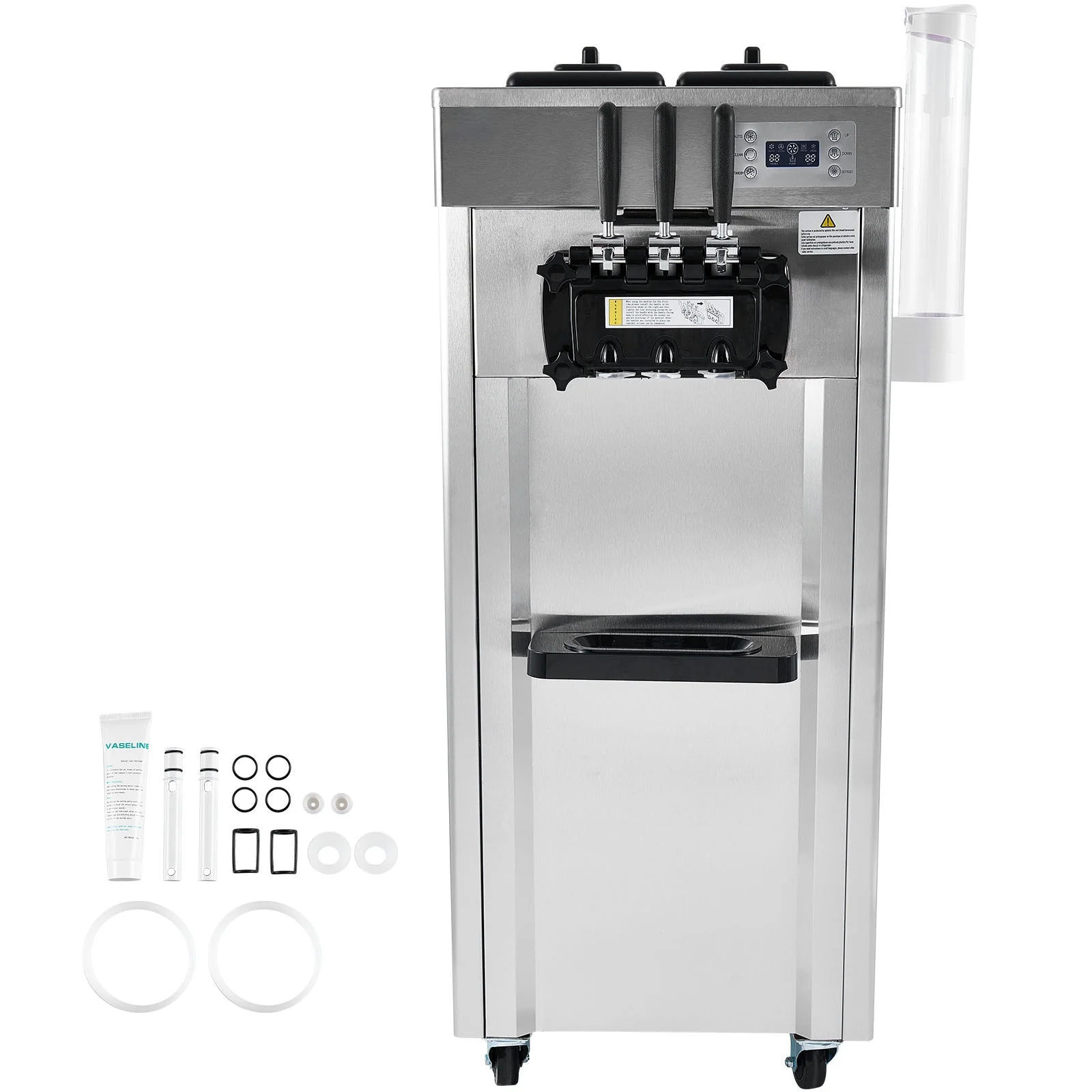 KFFKFF Commercial Soft Ice Cream Machine 21-31 L/H Output 3-Flavor LED Display Auto Clean 4.3L/1.1GAL Hopper ,1.7L/0.45gal Cylinder - Image 2