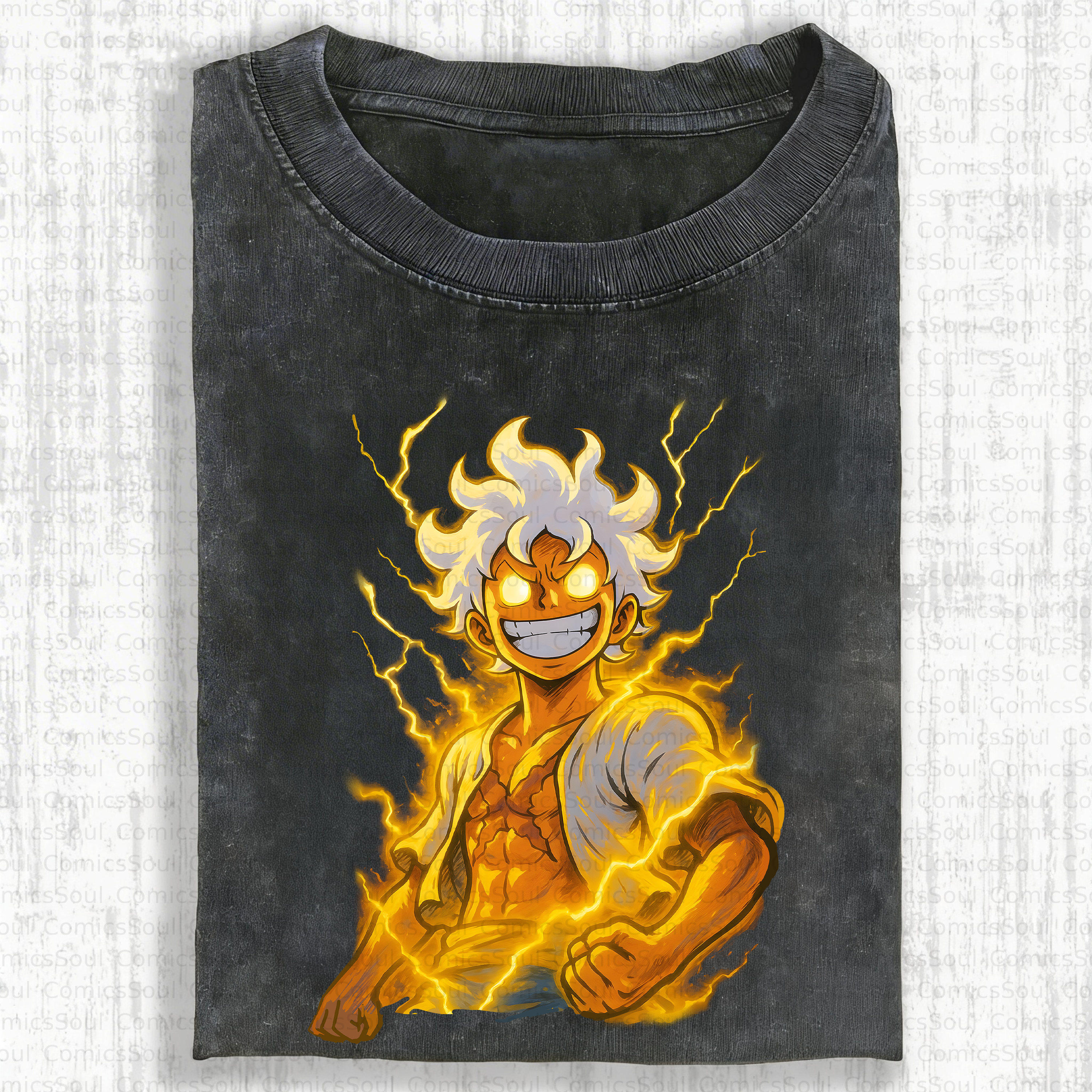 Unisex Anime Inspired Vintage Washed T-Shirt