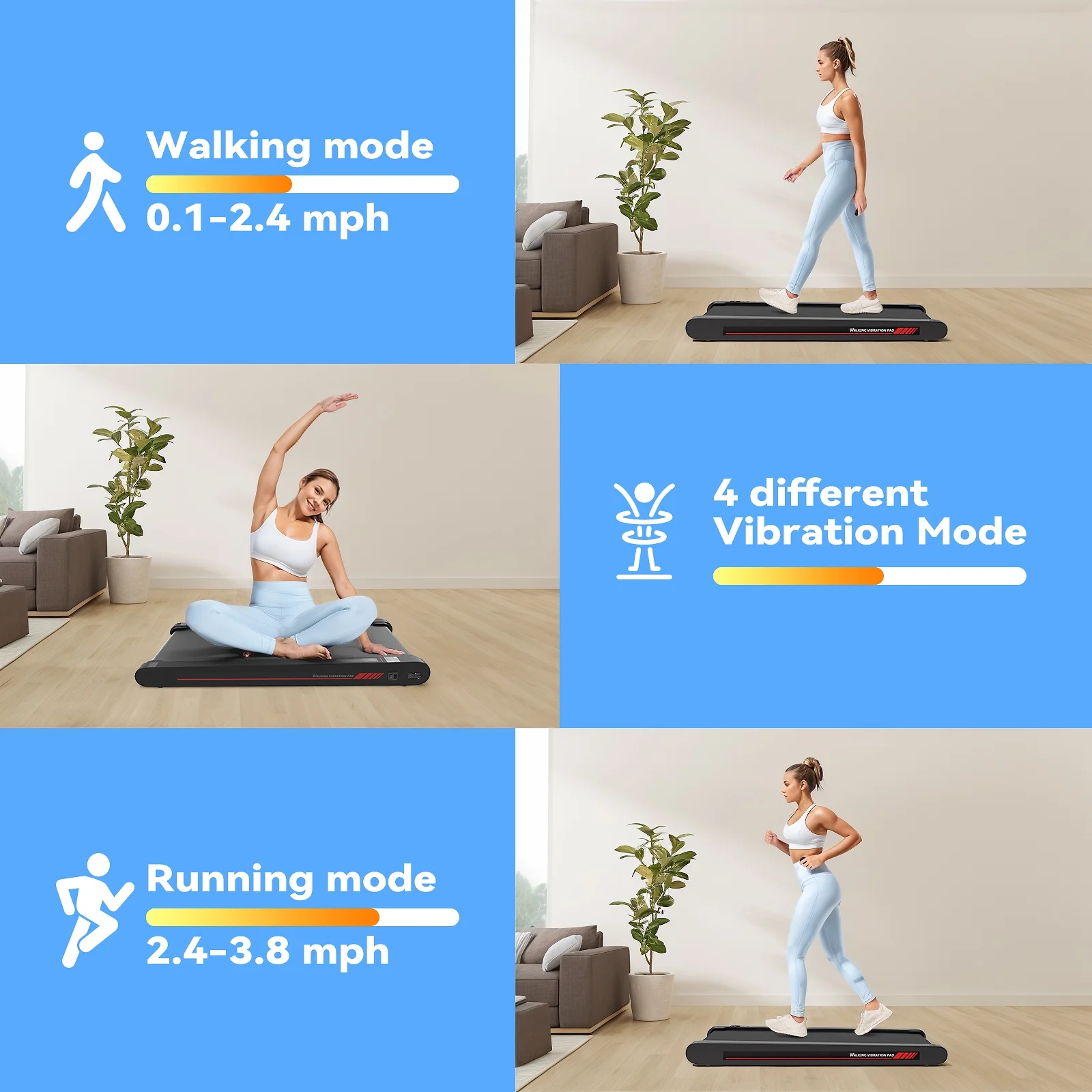 Sperax Walking Pad Treadmill with APP,3 in 1 Portable Under Desk Treadmill Fitness,Walking Vibration Workout Pad with Remote Control - Image 6