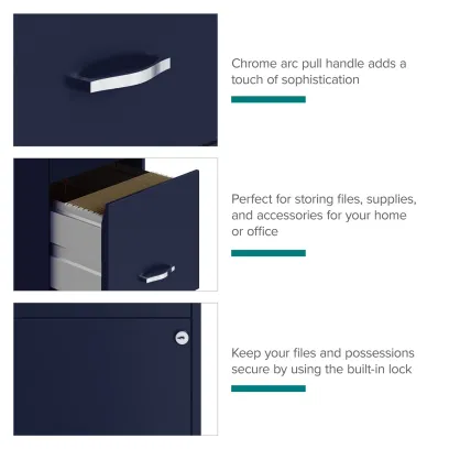 Space Solutions 18" Deep 3 Drawer Smart Letter Width Vertical File Cabinet, Navy