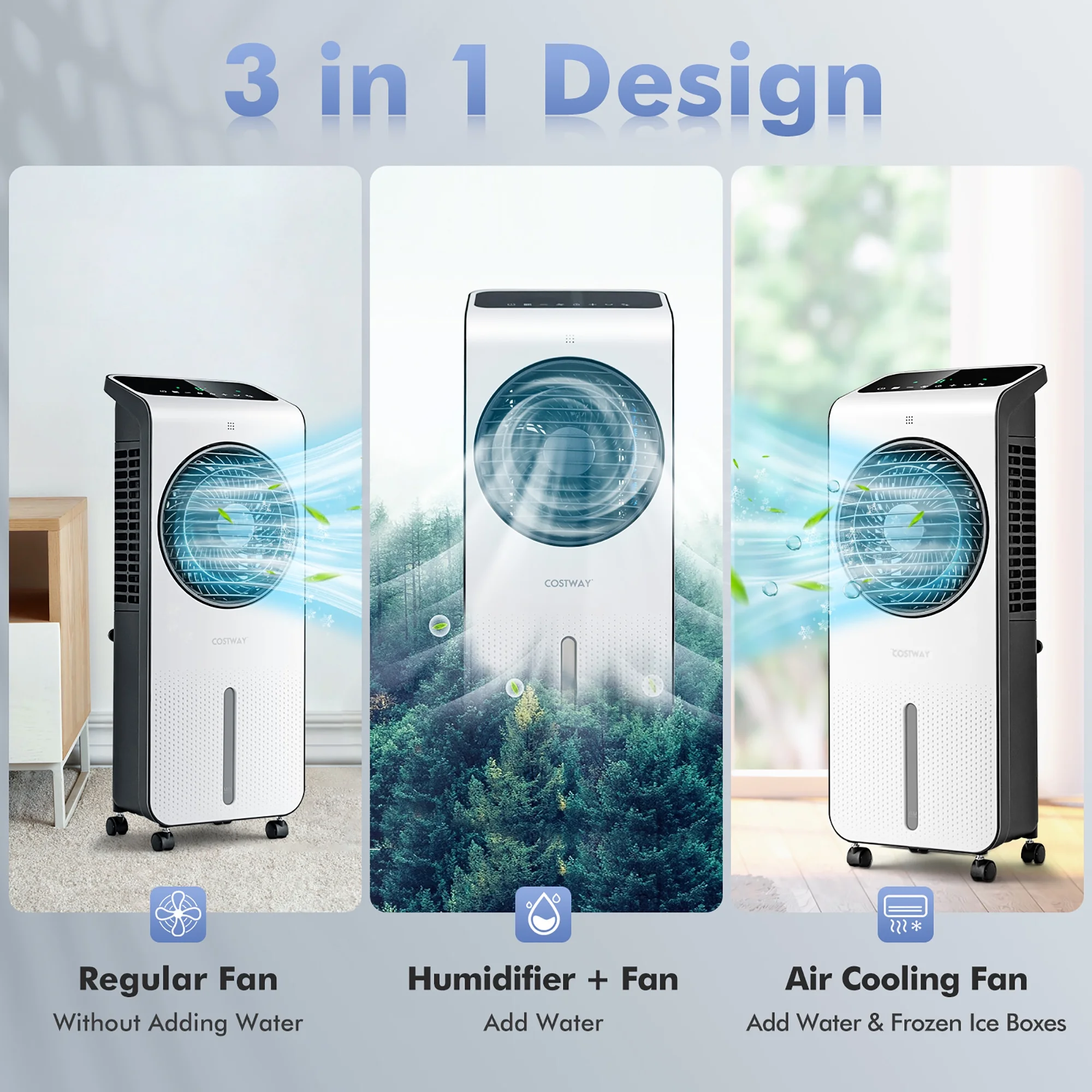 Costway Evaporative Air Cooler 3-in-1 Portable Swamp Cooling Fan w/ 12H Timer Remote - Image 8