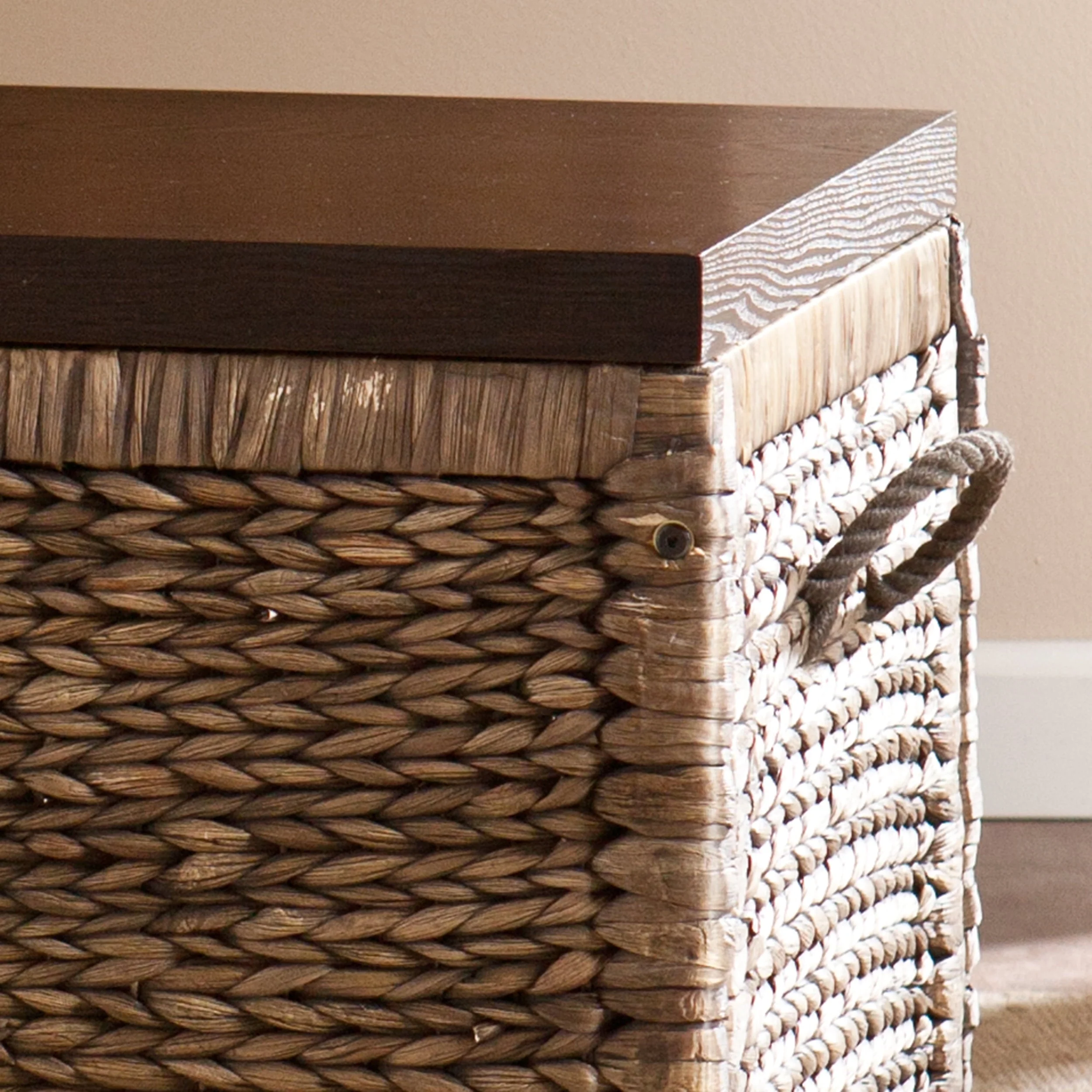 Samford Water Hyacinth Storage Trunk, Blackwashed with Espresso - Image 8