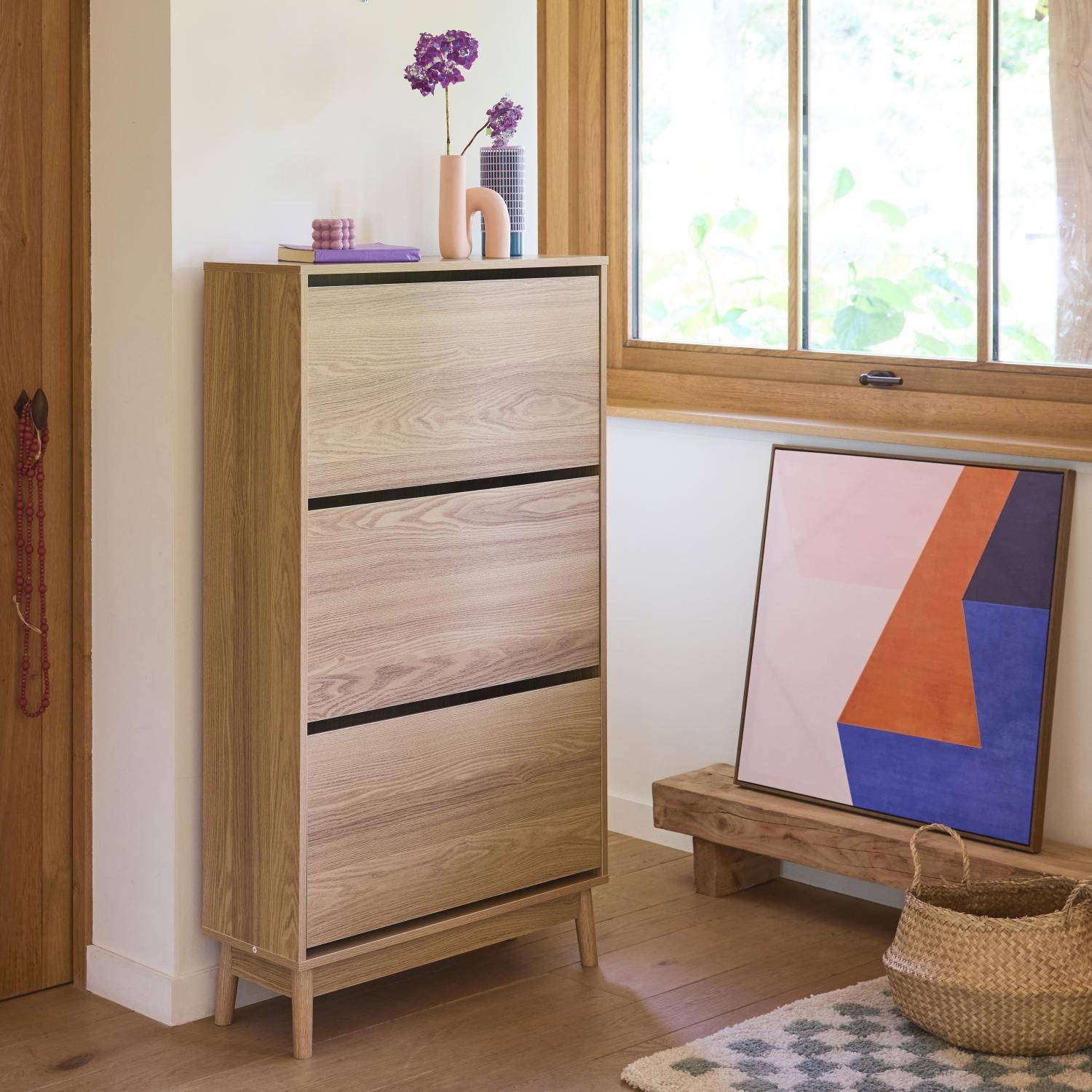 Dune - Mueble zapatero escandinavo, decoración en madera