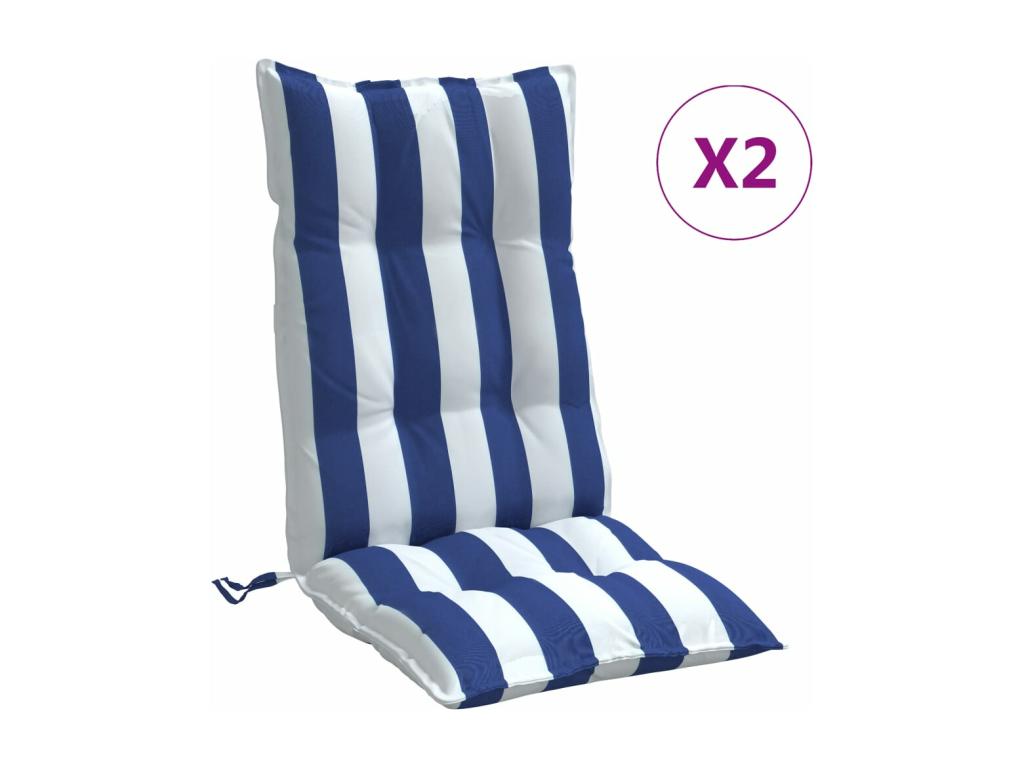Cojines silla respaldo alto 2 uds tela Oxford rayas azul blanco