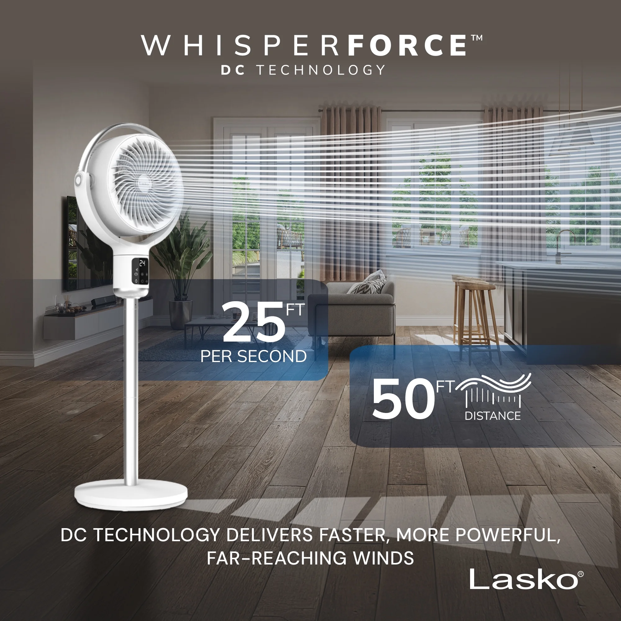 Lasko Whirlwind 7- 24-Speed Orbital Motion 25ft/s Airflow Remote Control Pedestal Fan, APDC301 - Image 4