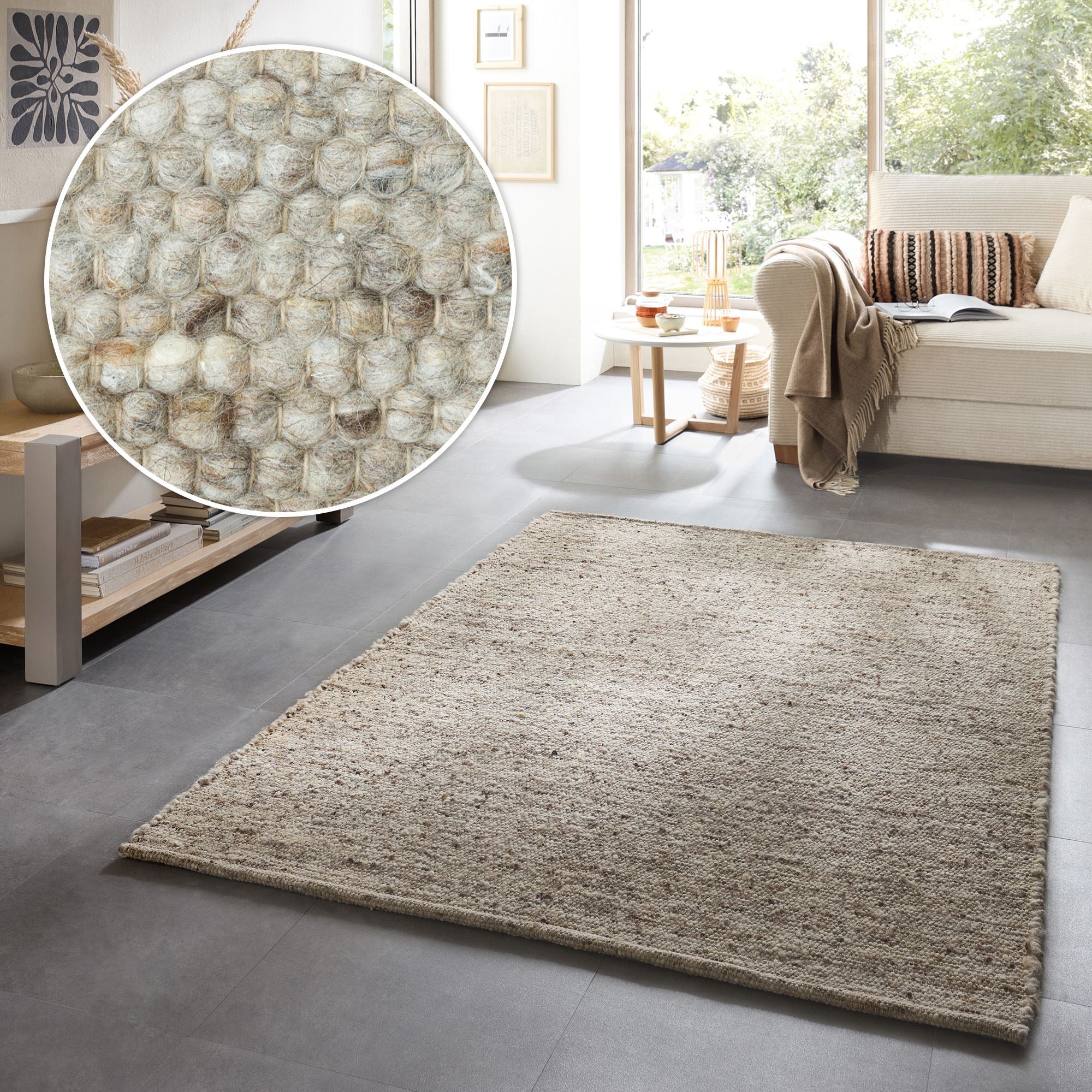 Theko Alm-Glück natuurtapijt 160x230 cm - Zand
