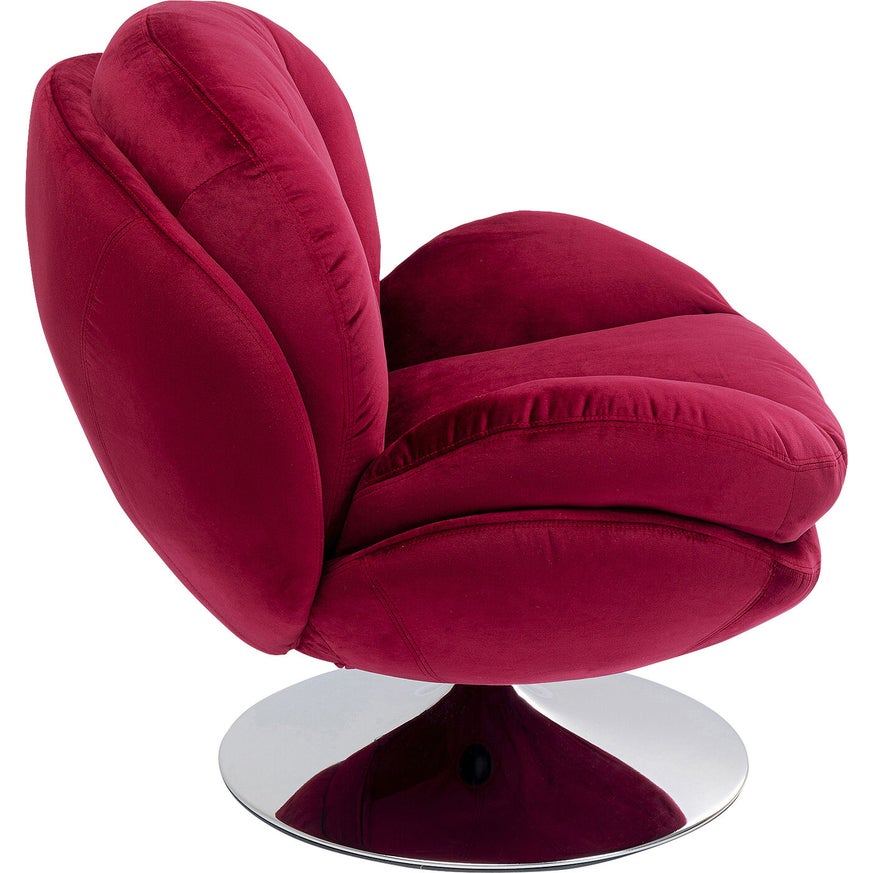 Kare Design Cosy Draaibare Fauteuil - Velvet Bessenrood