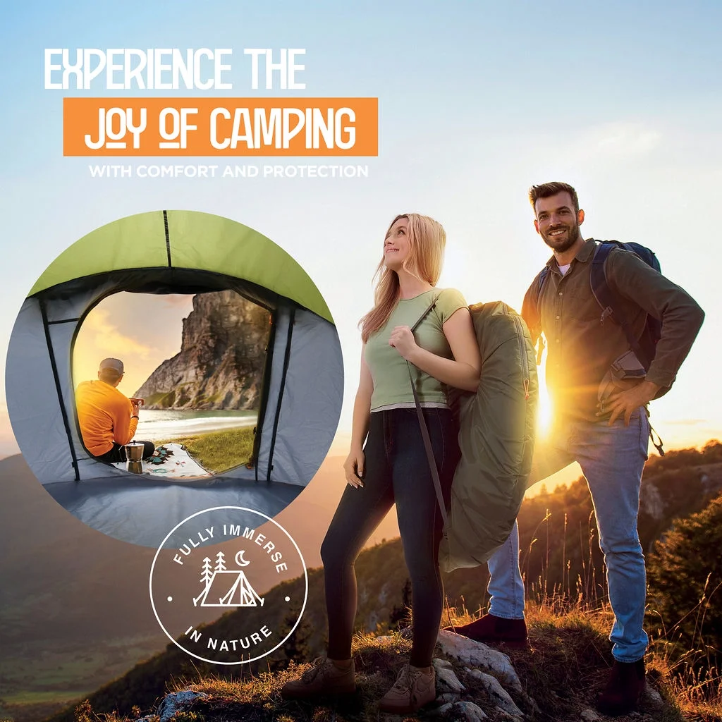 Camping Tent - 3-Person Easy Pop Up Tent with 2 Doors - UPF50+ Waterproof Instant Tent - Lightweight & Portable Family Tents for Outdoor Camping, Hiking & Traveling - Carrying Bag Included Maple99USA - Image 7