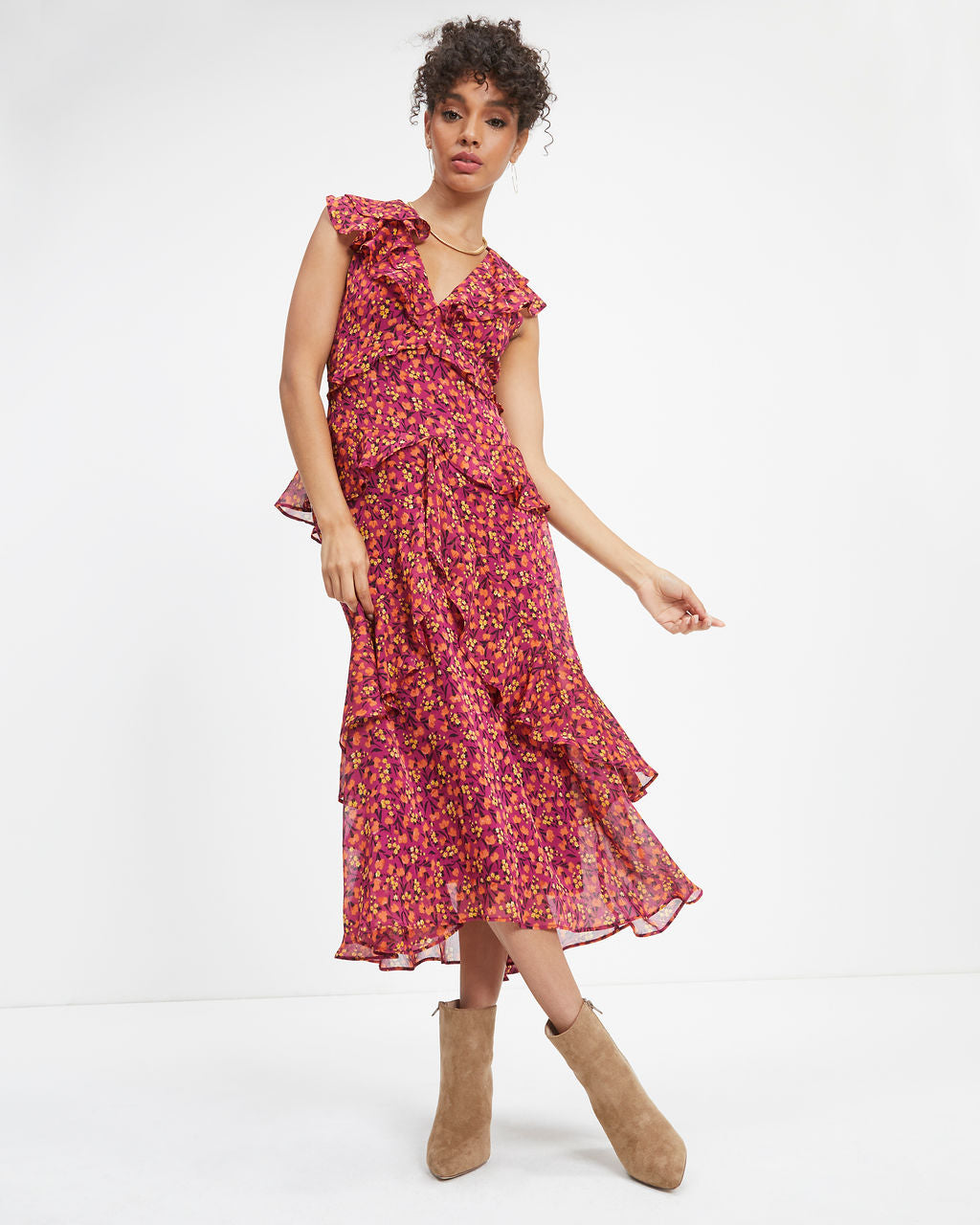 Autumn Wishes Floral Tiered Midi Dress - FINAL SALE - Se7enfashion