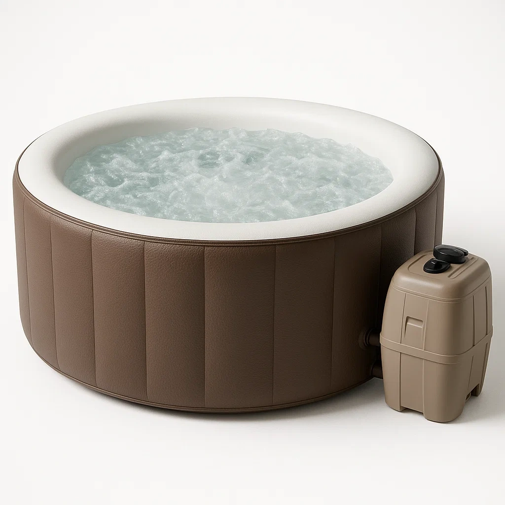 Spas hinchables 180x180x65 cm 4 plazas redondo marrón/blanco yuGklot376bZ
