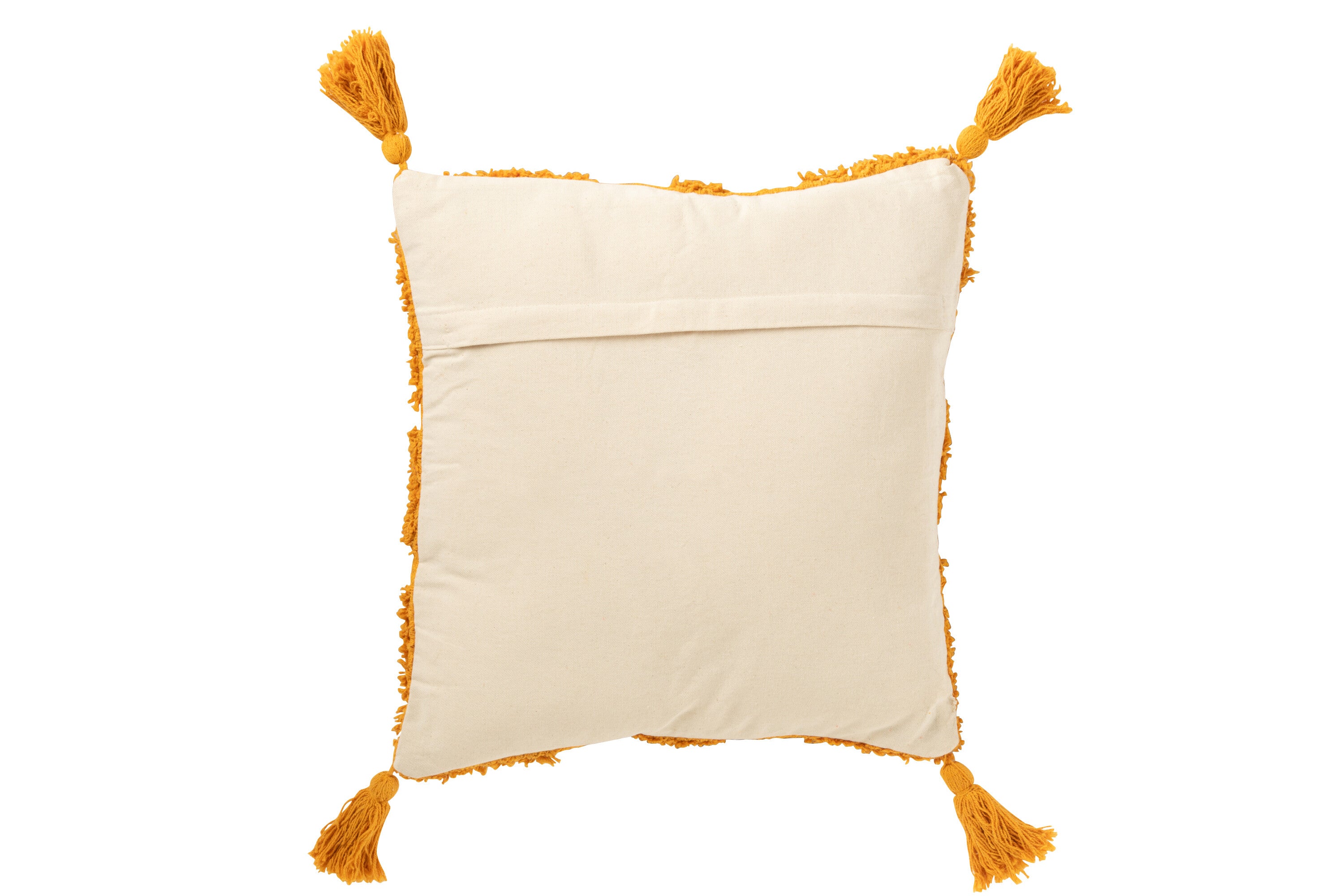 J-Line kussen Getuft + Kwasten - katoen - oker