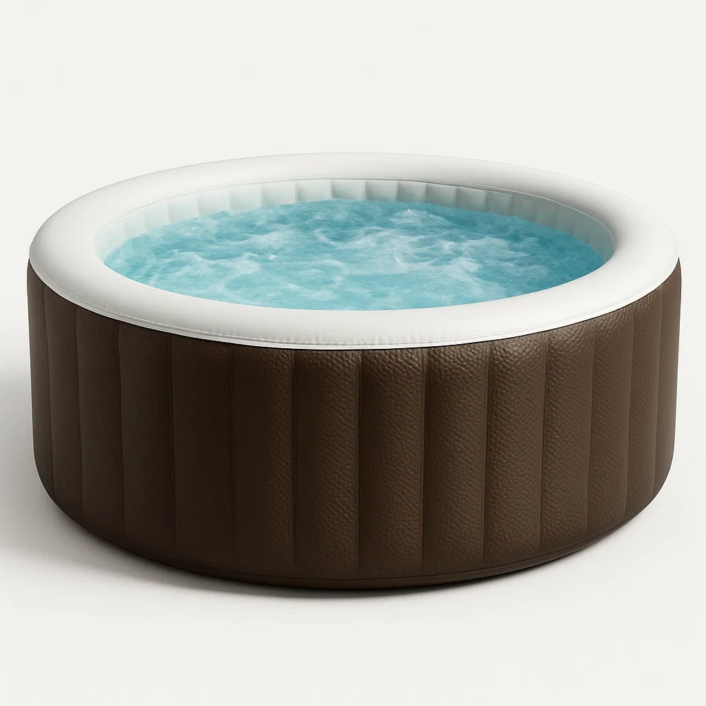 Spas hinchables, 150x150x71 cm, 4 personas, redondo, color marrón/blanco OlPzrkA324YJ