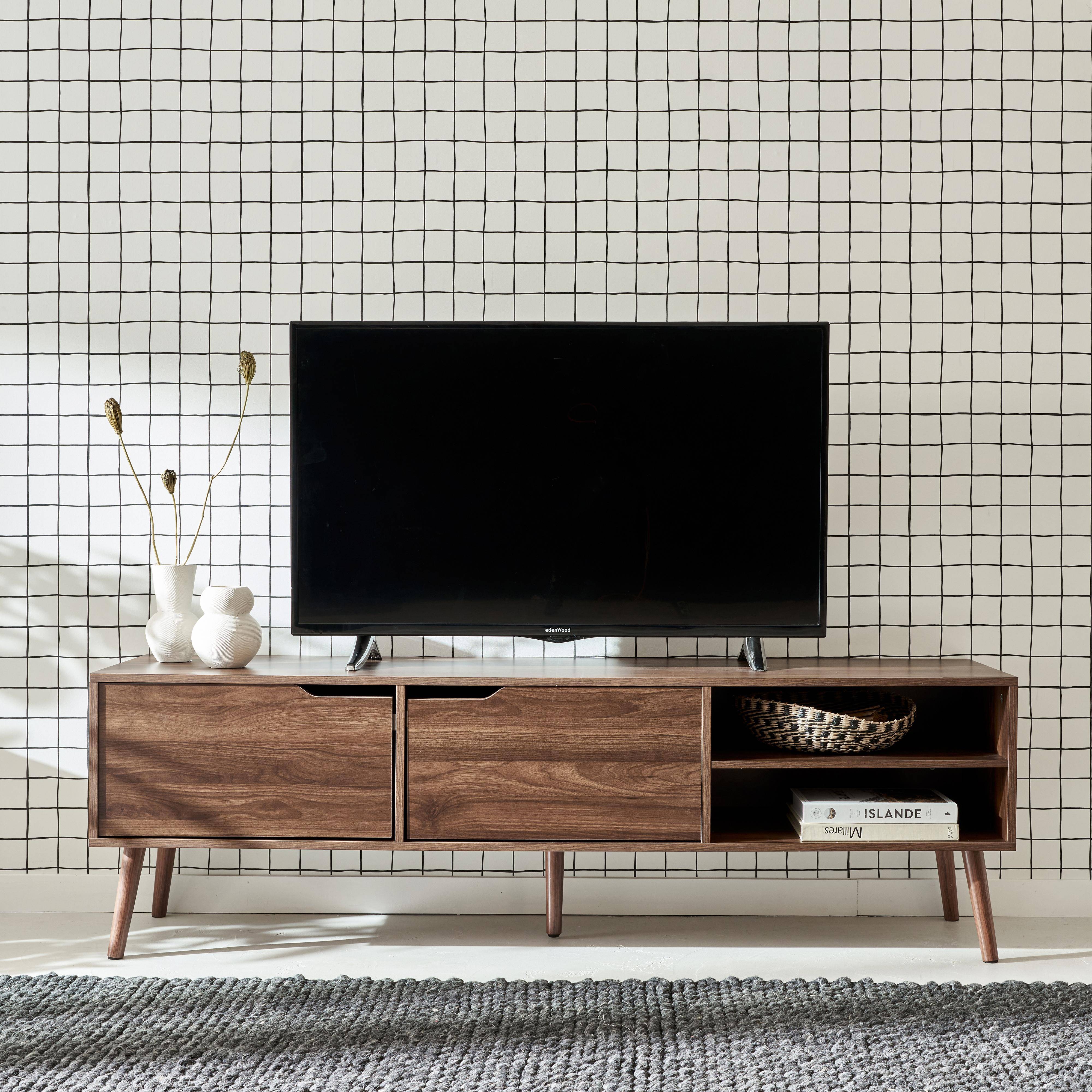 Nepal - Mueble TV en acabado estilo nogal con 2 puertas, 160cm